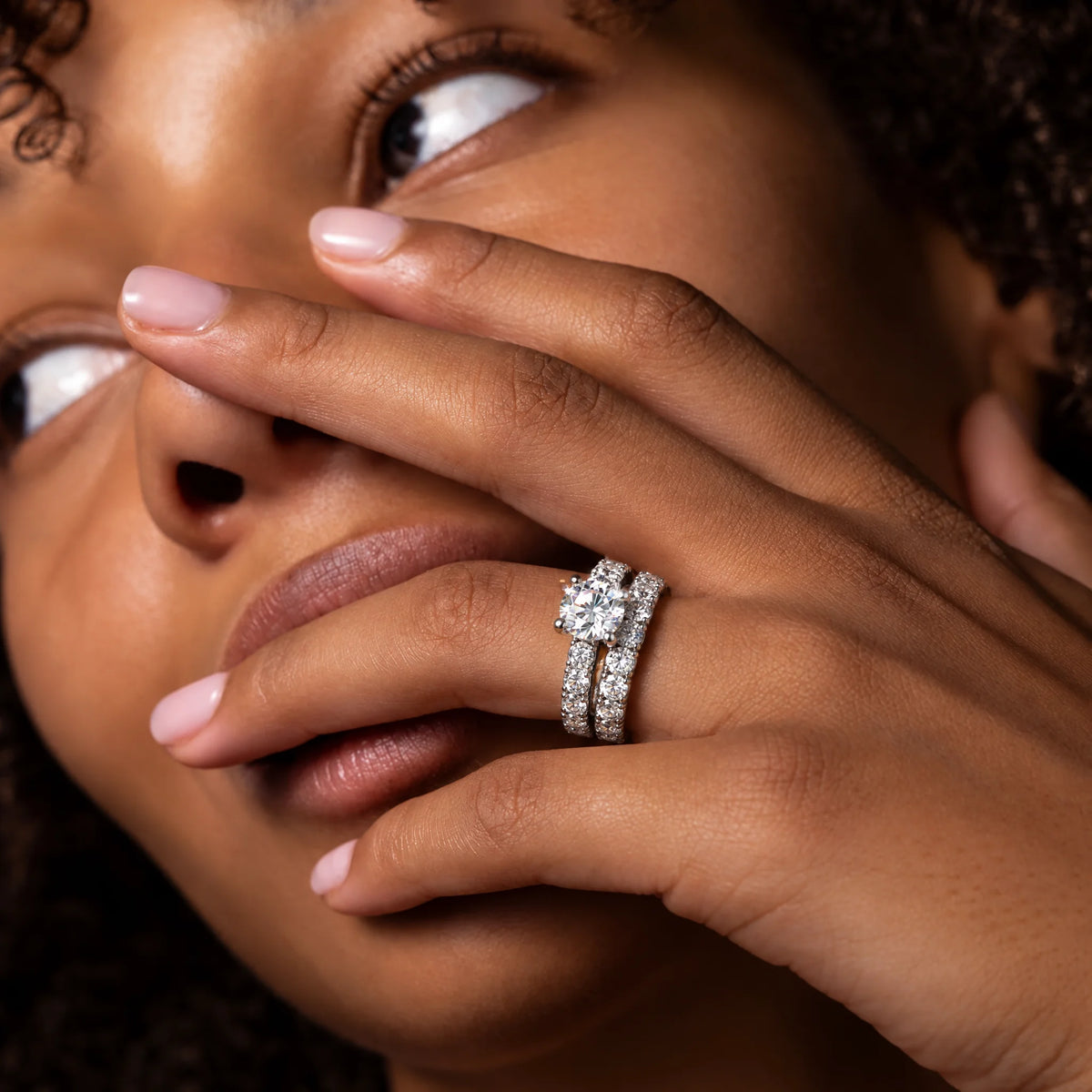 3.5 CT Round Cut Moissanite Engagement Ring Set