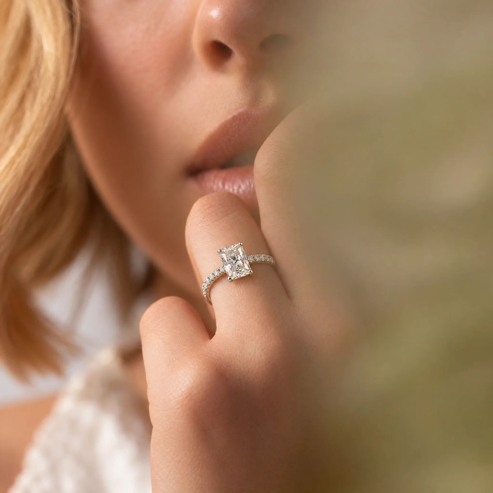 3 CT D Color Radiant Cut Moissanite Engagement Ring