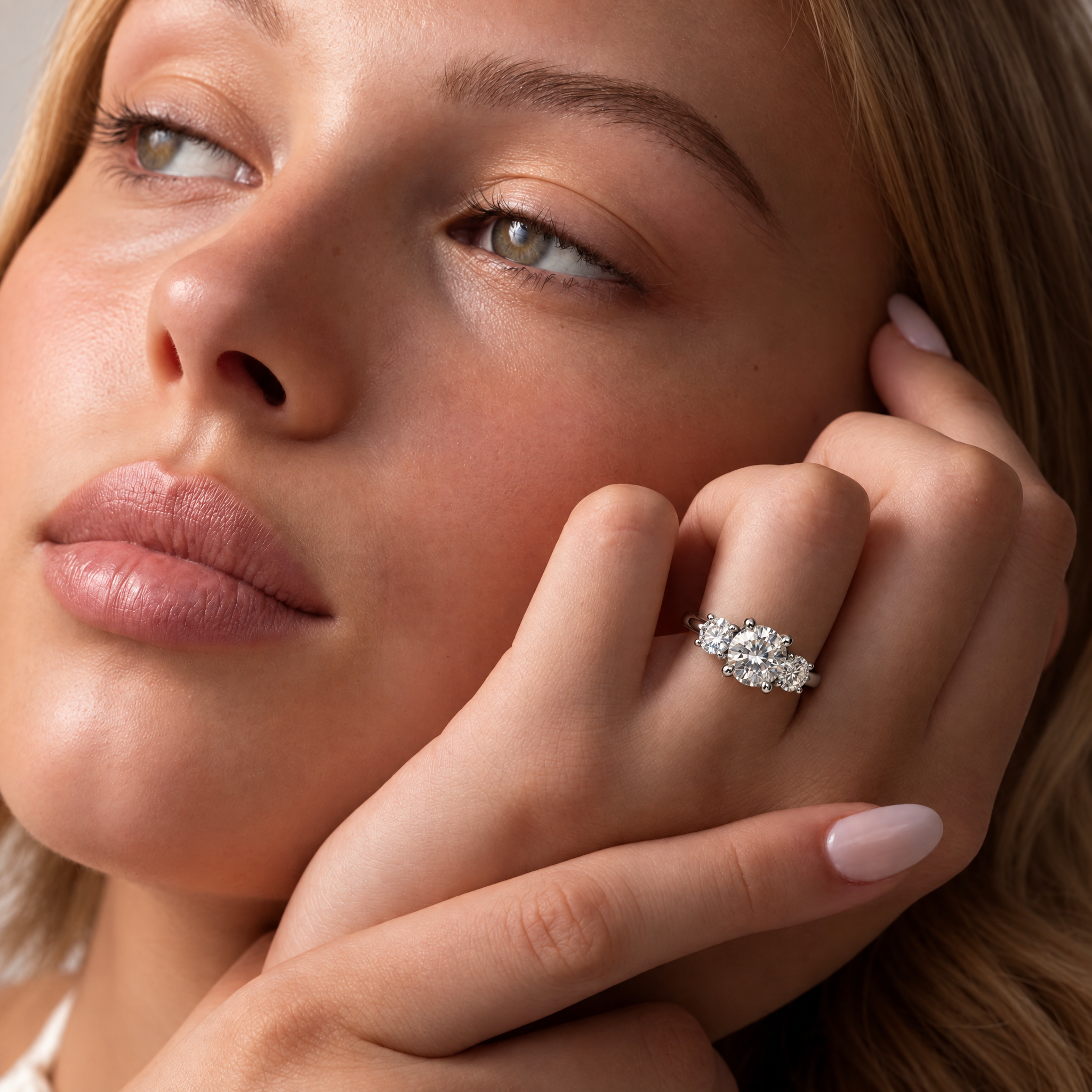 5 CTTW Three Stone Moissanite Engagement Ring