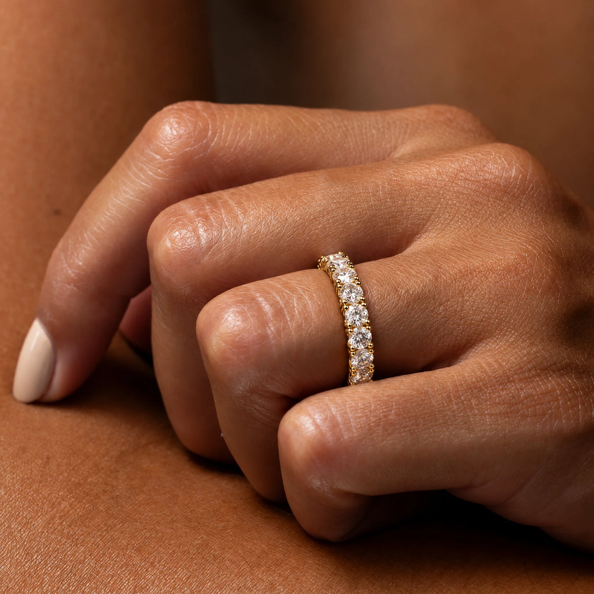 3.5 MM D Color Moissanite Eternity Band Ring