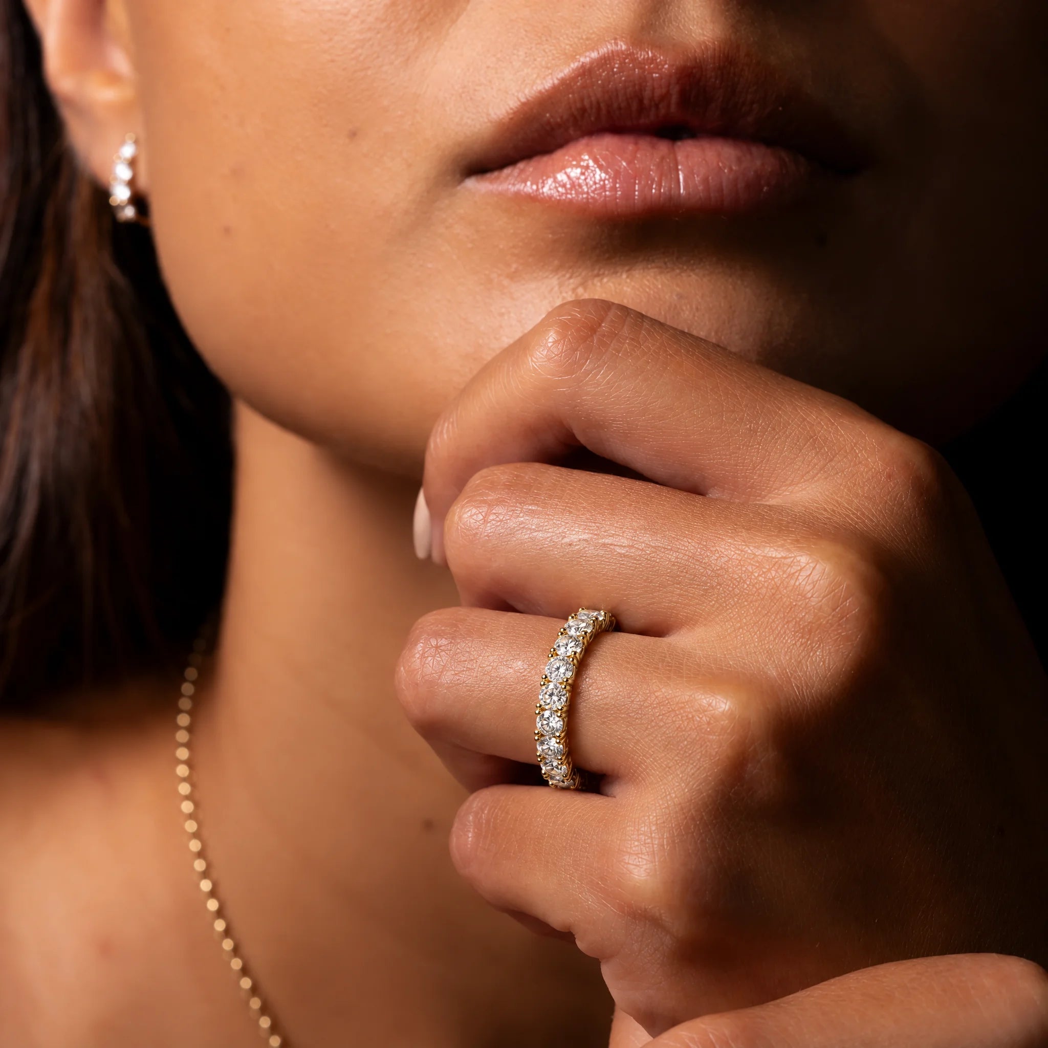 3.5 MM D Color Moissanite Eternity Band Ring