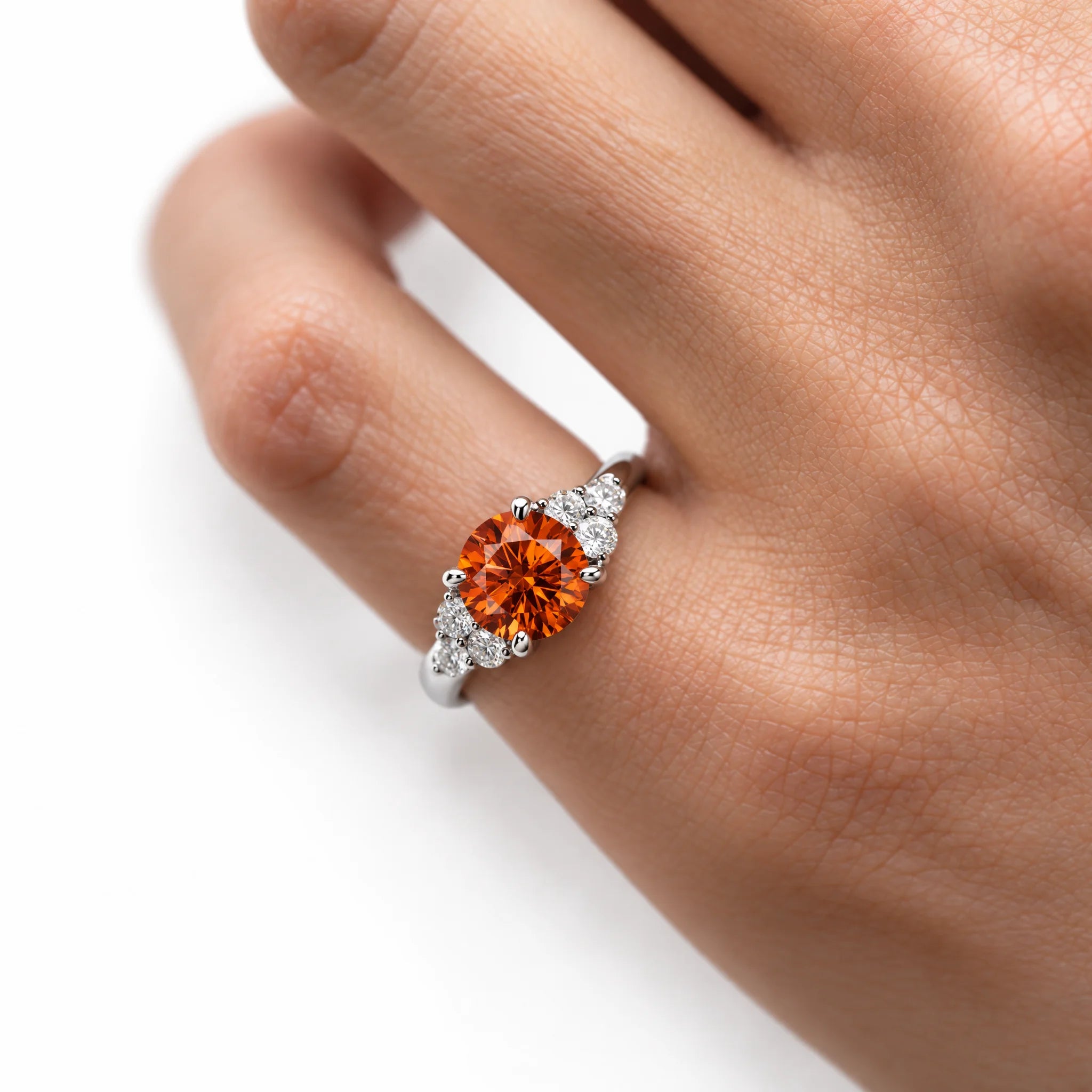 3 CT Red-Orange Moissanite Engagement Ring
