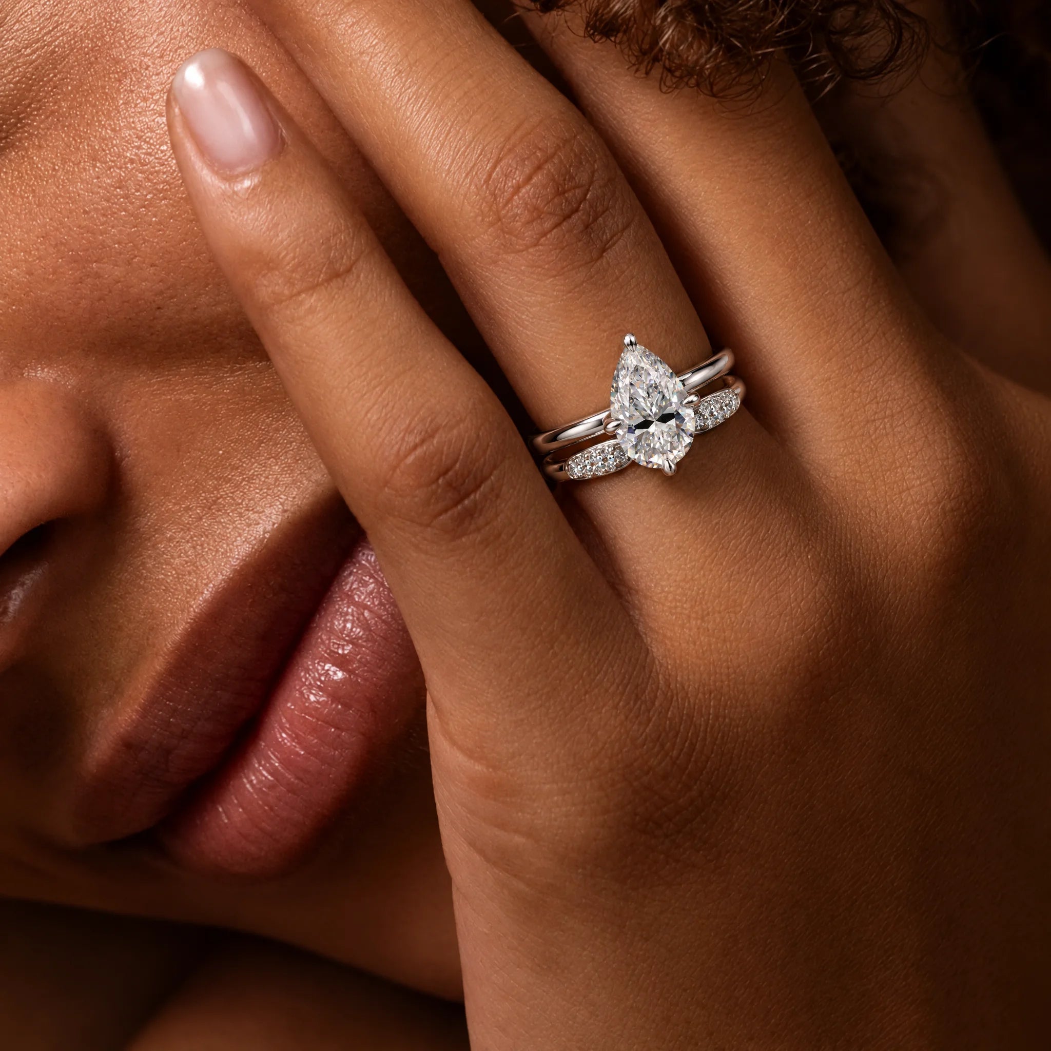 3 CT Pear Cut Moissanite Bridal Ring Set