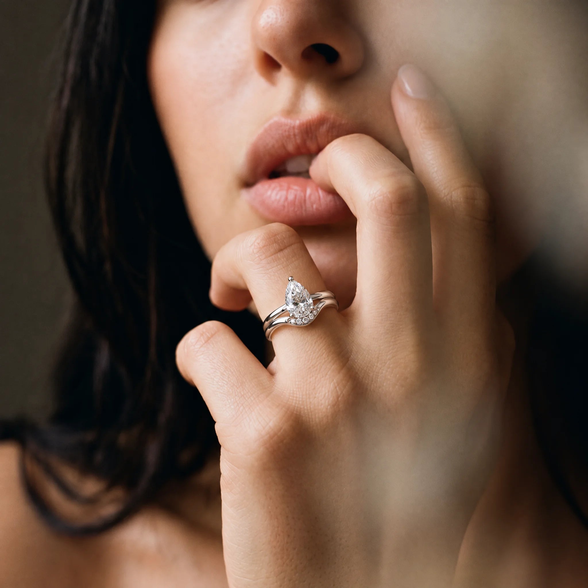 3 CT Pear Cut Moissanite Bridal Ring Set