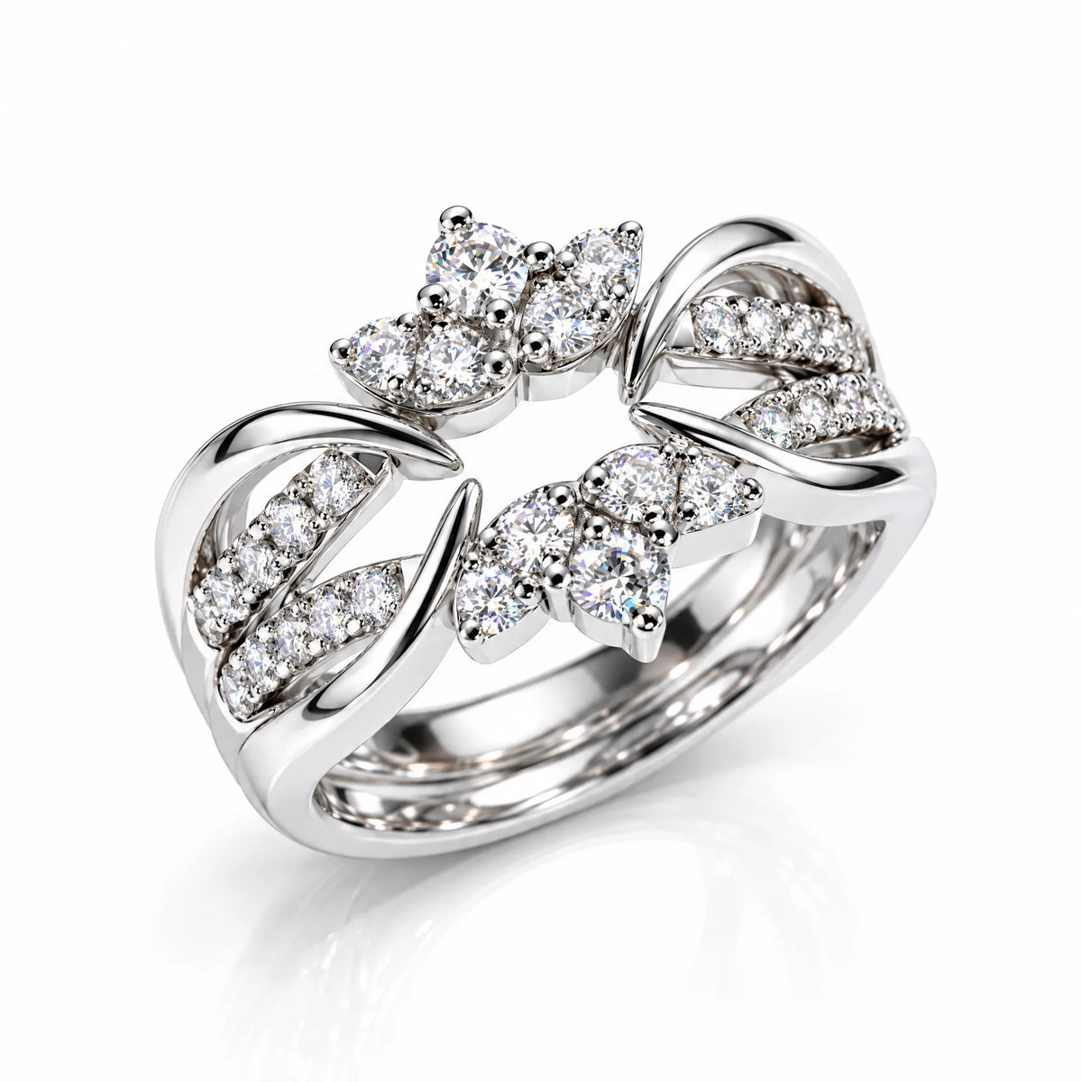 VVS1 D Color Moissanite Bridal Band Set