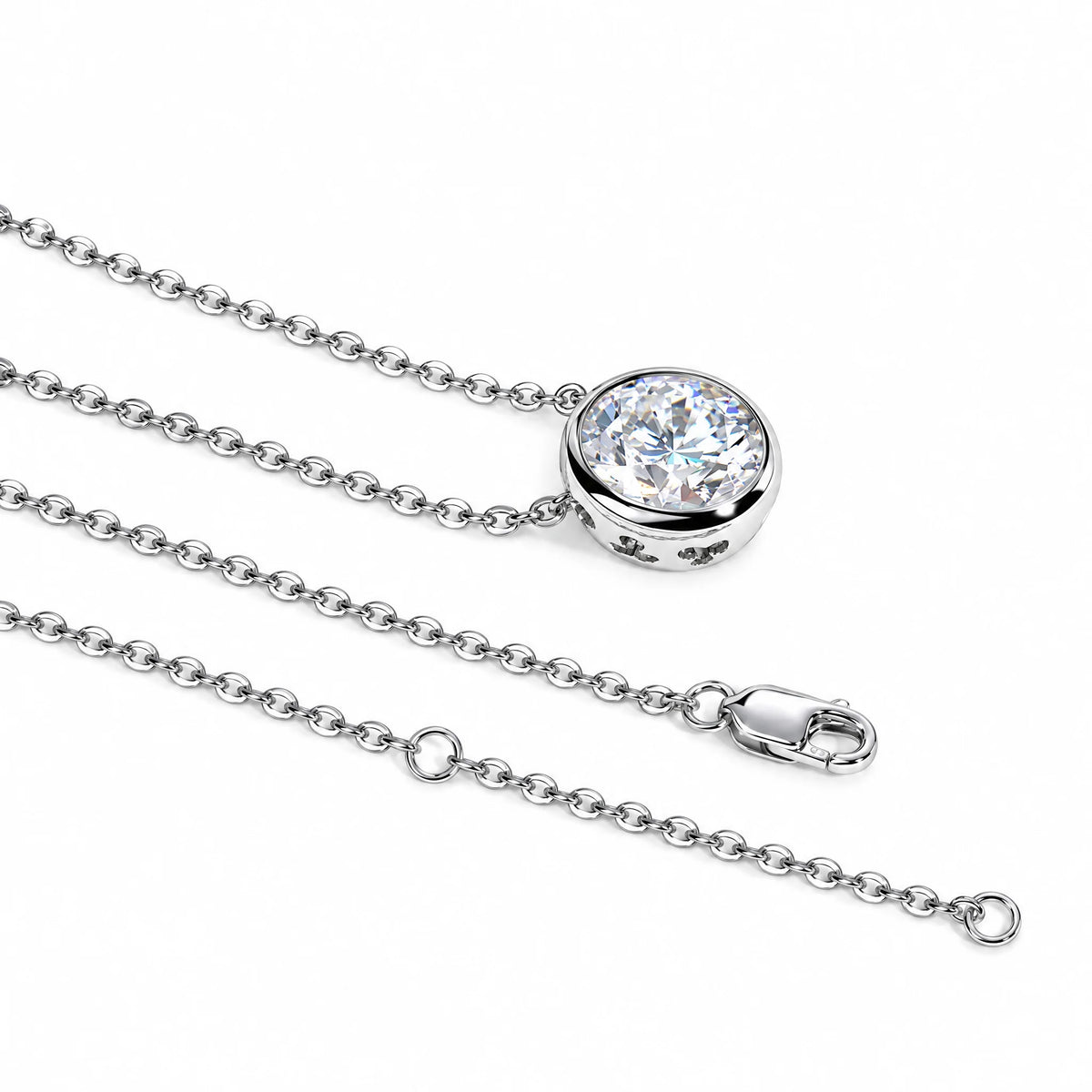 VVS1 D Color Oval Cut Moissanite Bezel Necklace