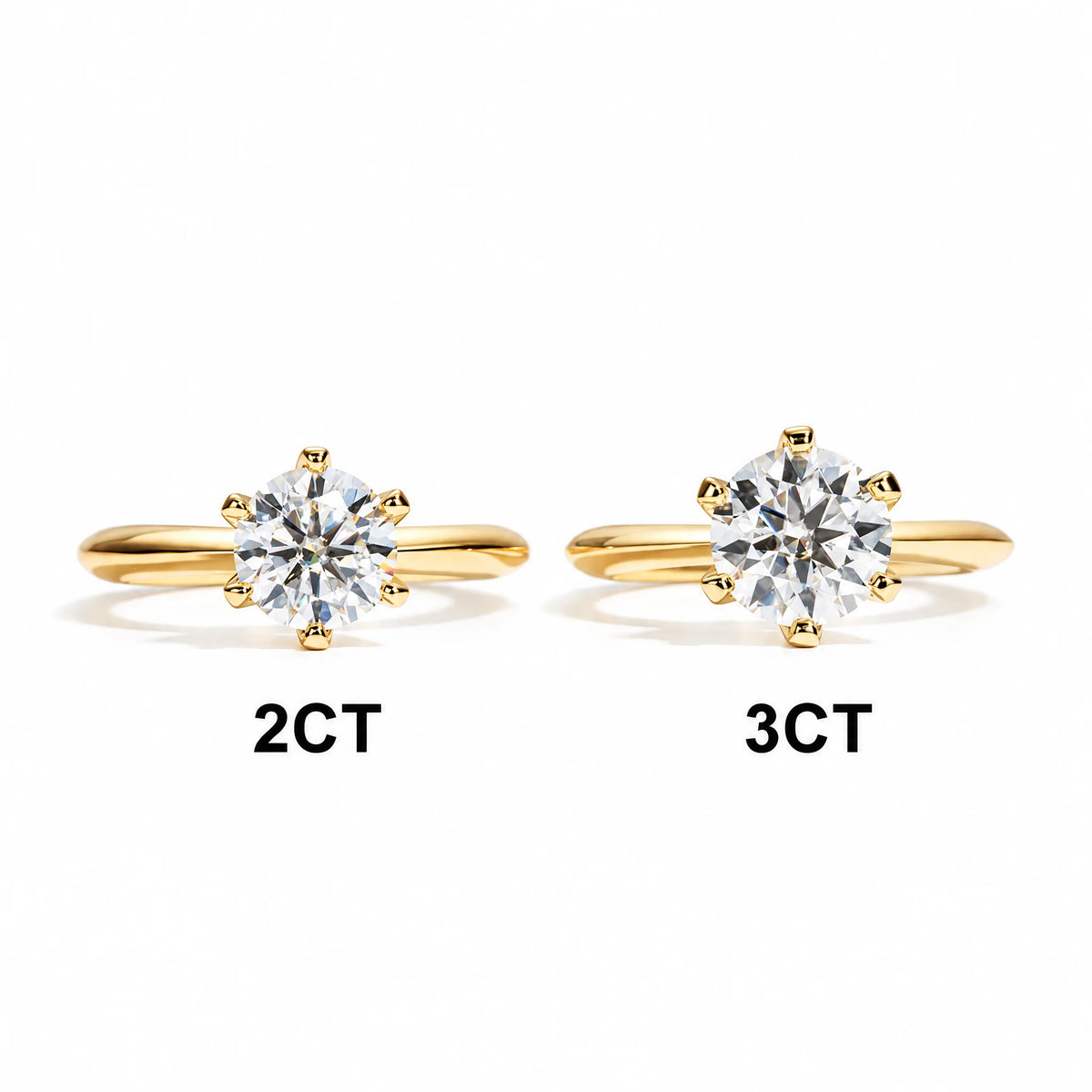 VVS1 Round Cut Moissanite Gold Solitaire Ring