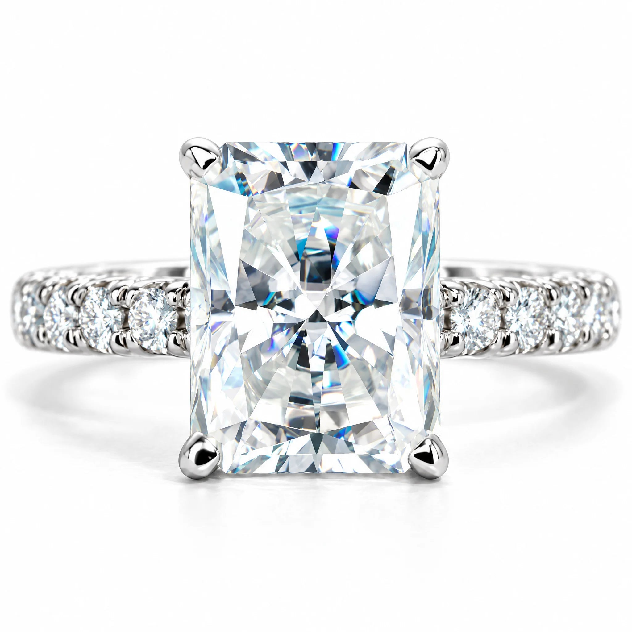 3 CT D Color Radiant Cut Moissanite Engagement Ring