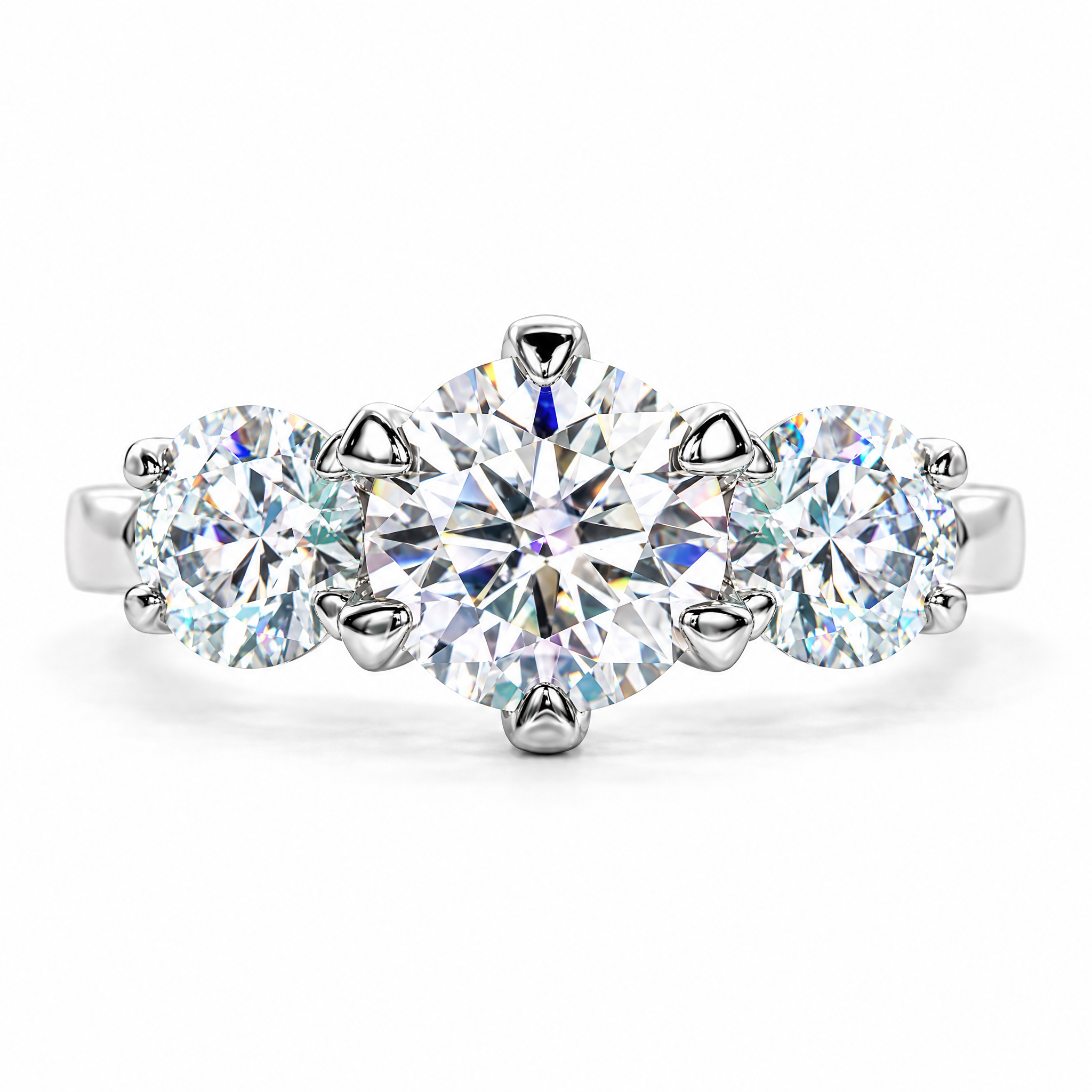 5 CTTW Three Stone Moissanite Engagement Ring