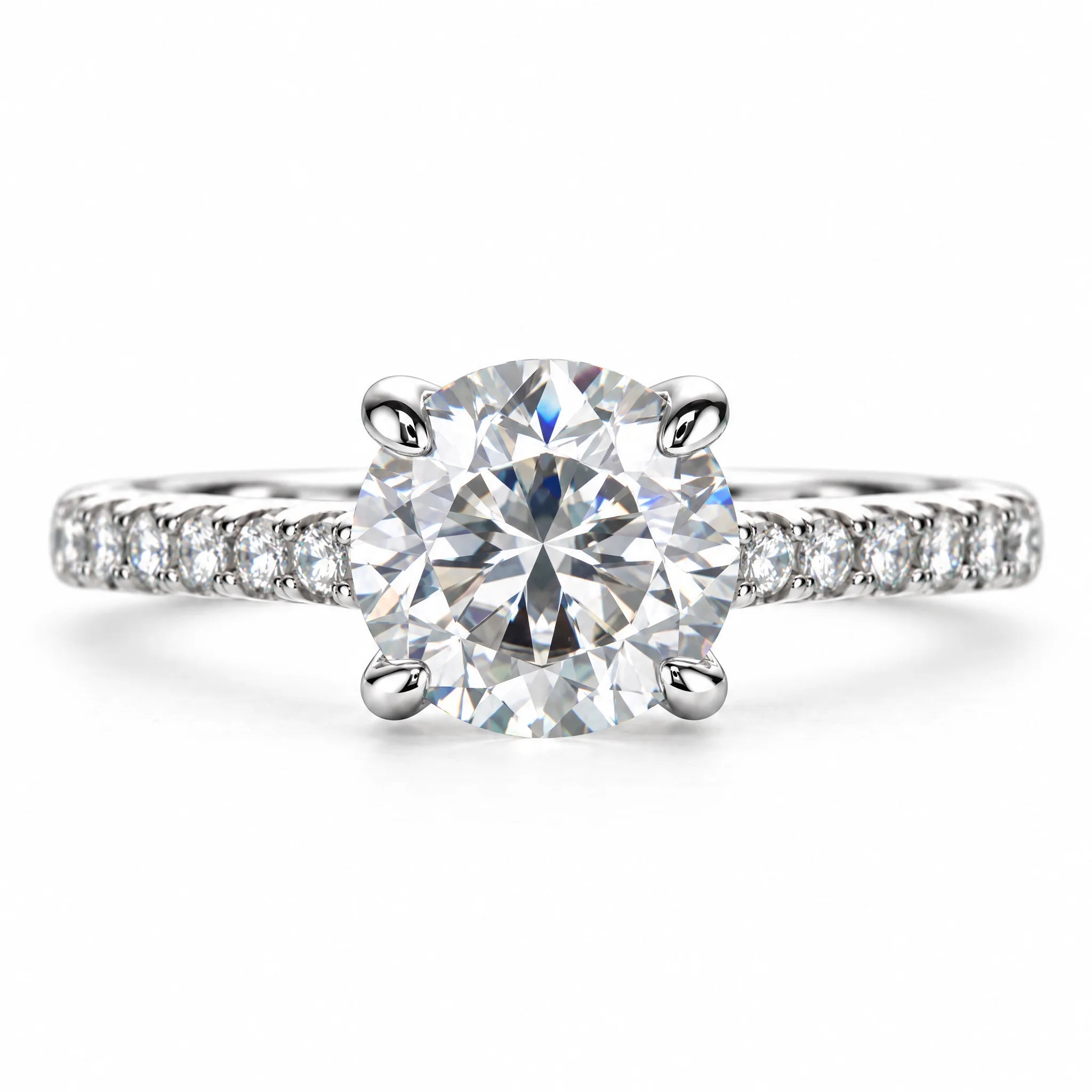 3 CT Round Cut Moissanite Multi-Stone Engagement Ring