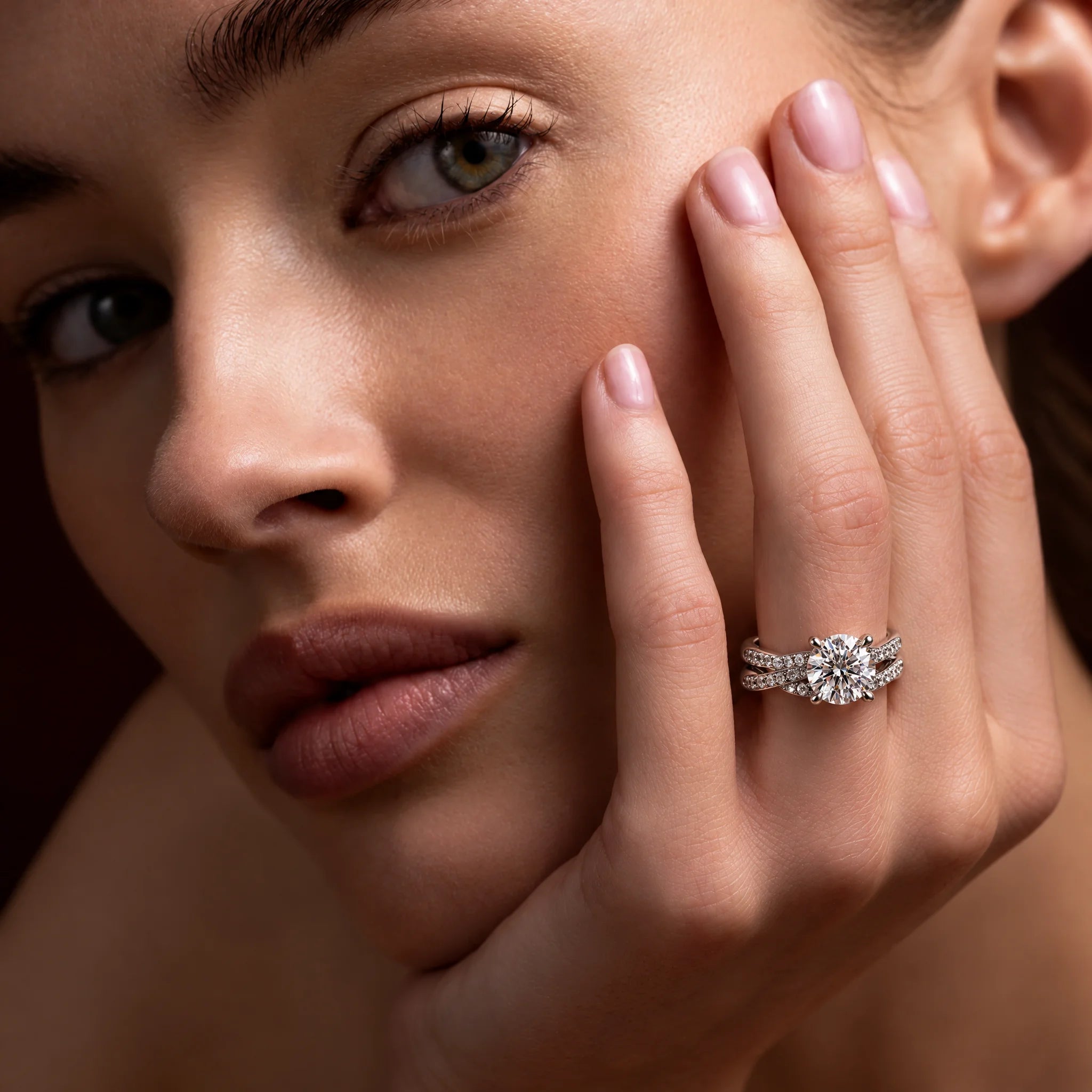3 CT Round Cut Moissanite Engagment Bridal Ring Set
