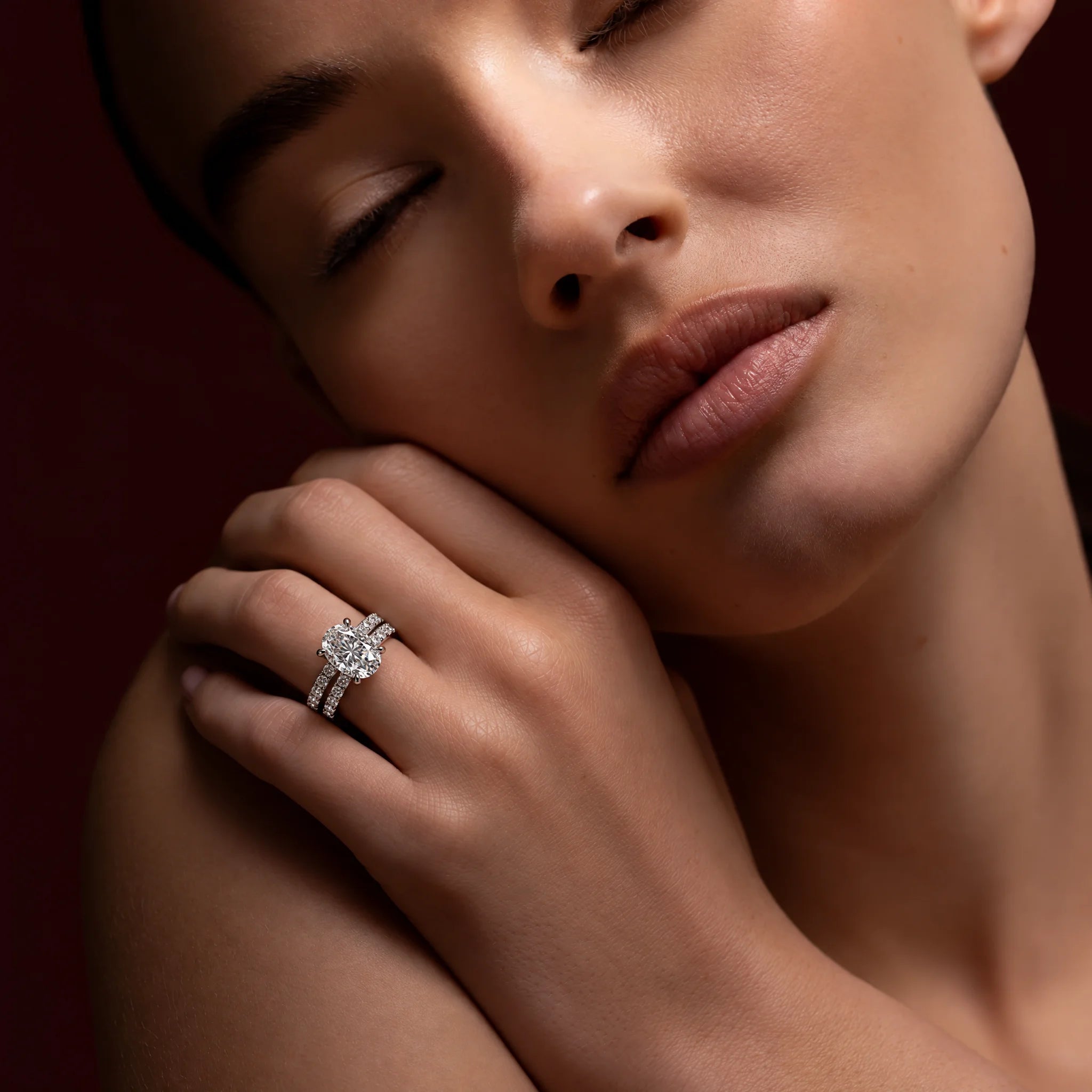 3 CT Oval Cut Moissanite Bridal Ring Set