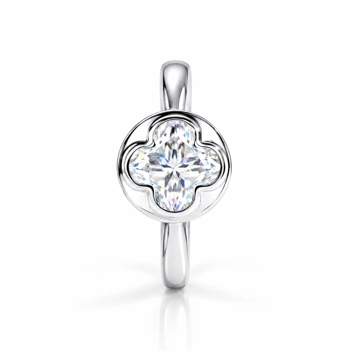 2 CT Four-Leaf Clover Moissanite Engagement Ring