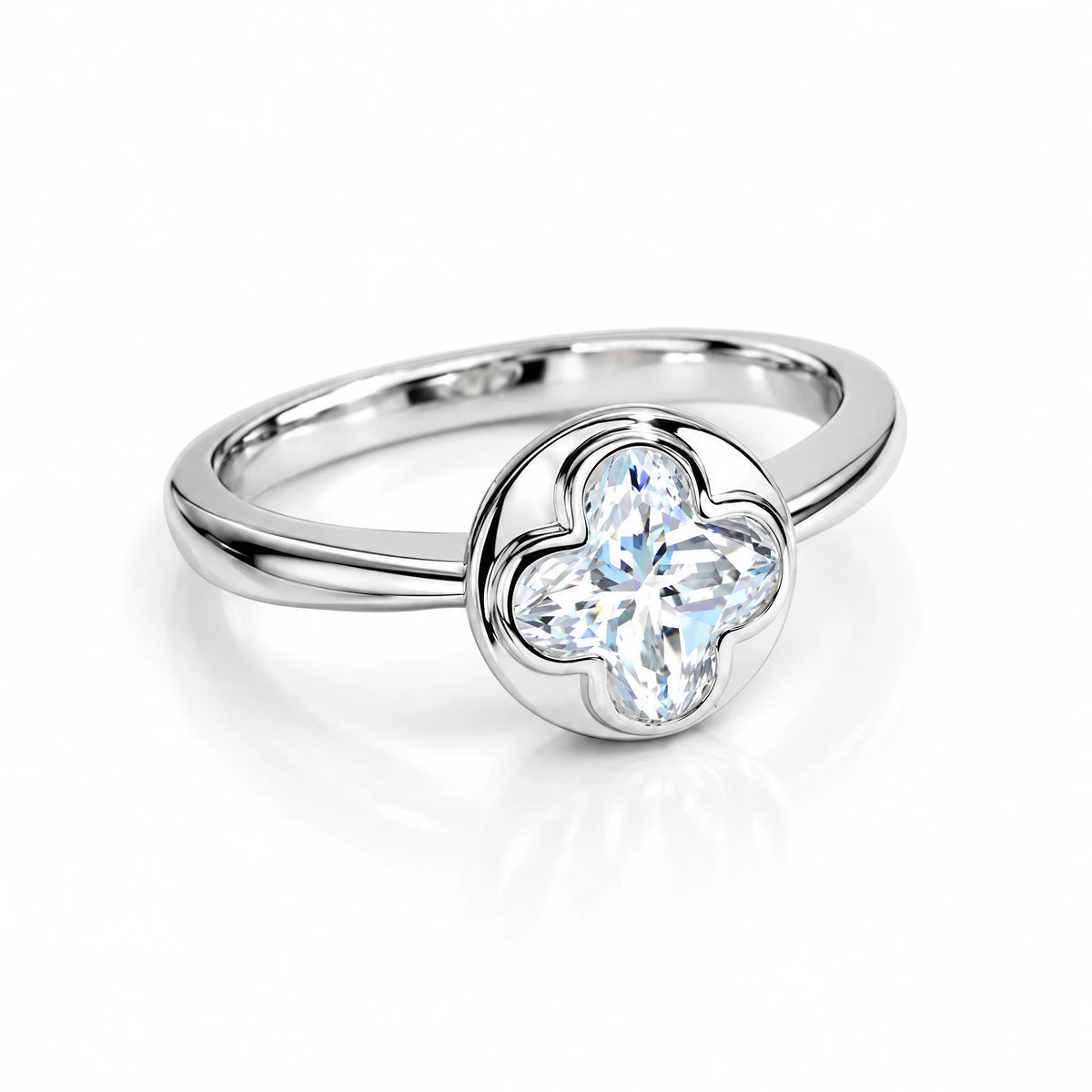 2 CT Four-Leaf Clover Moissanite Engagement Ring