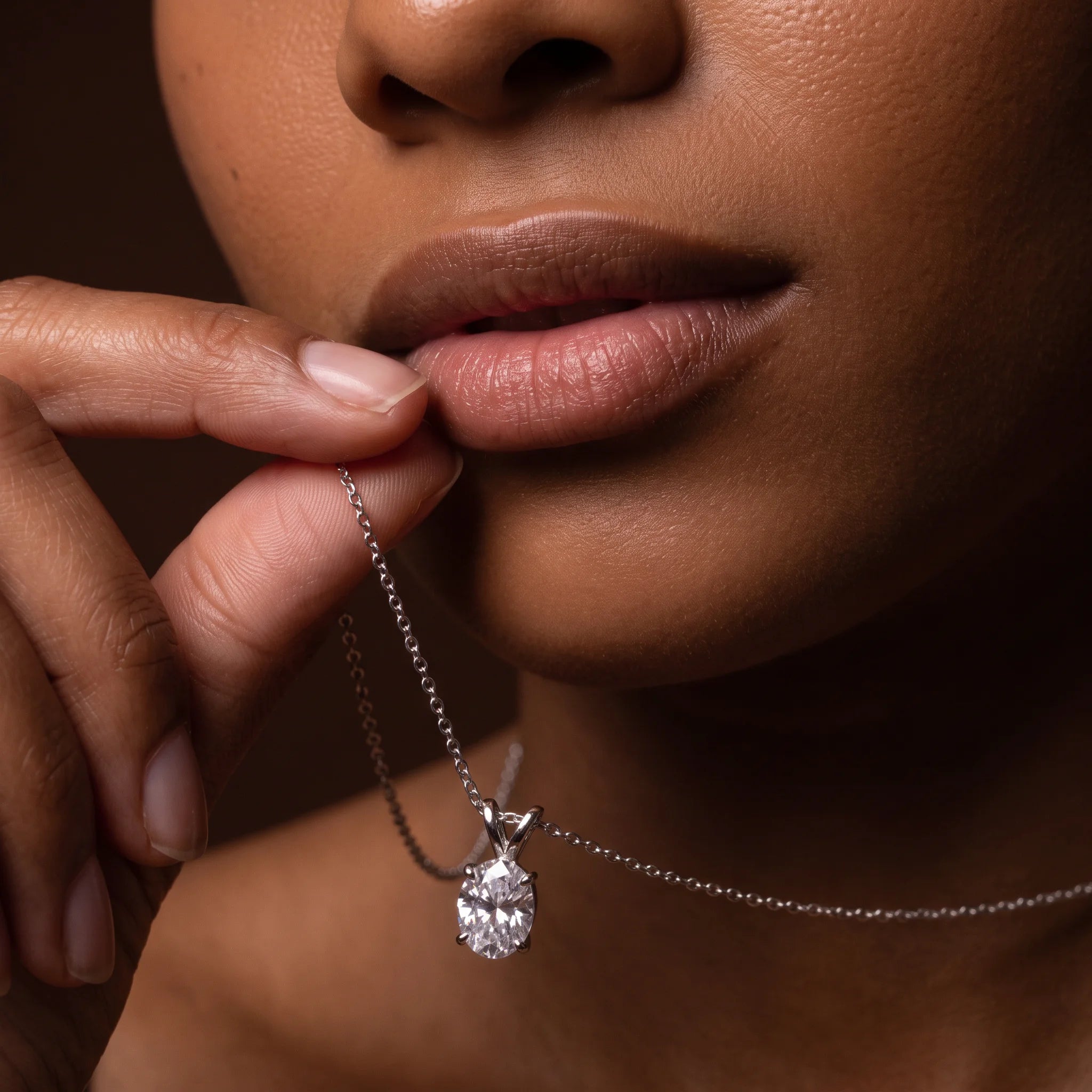 VVS1 D Color Oval Cut Moissanite Pendant Necklace