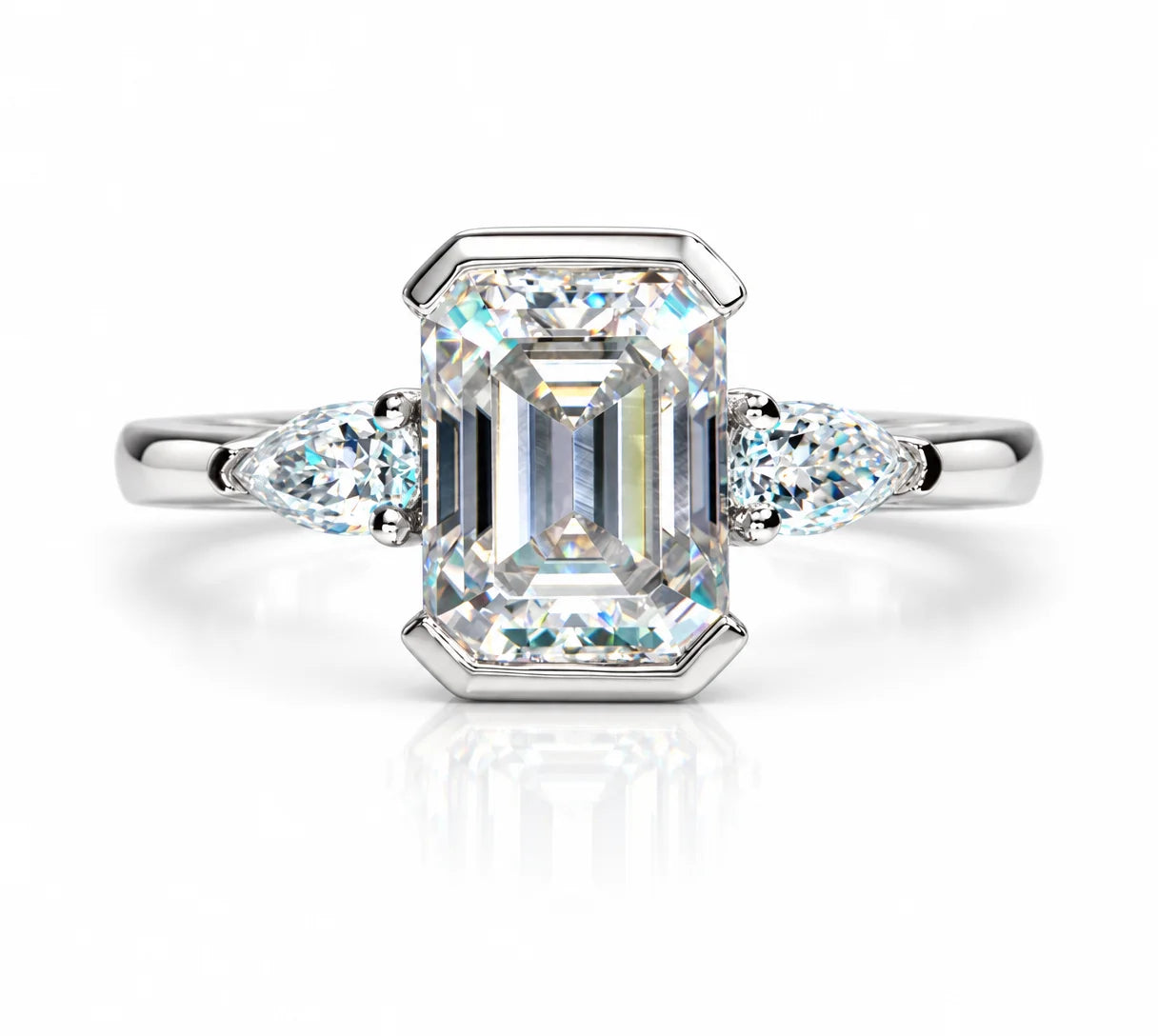 3.6 CTTW Emerald Cut Moissanite Engagement Ring