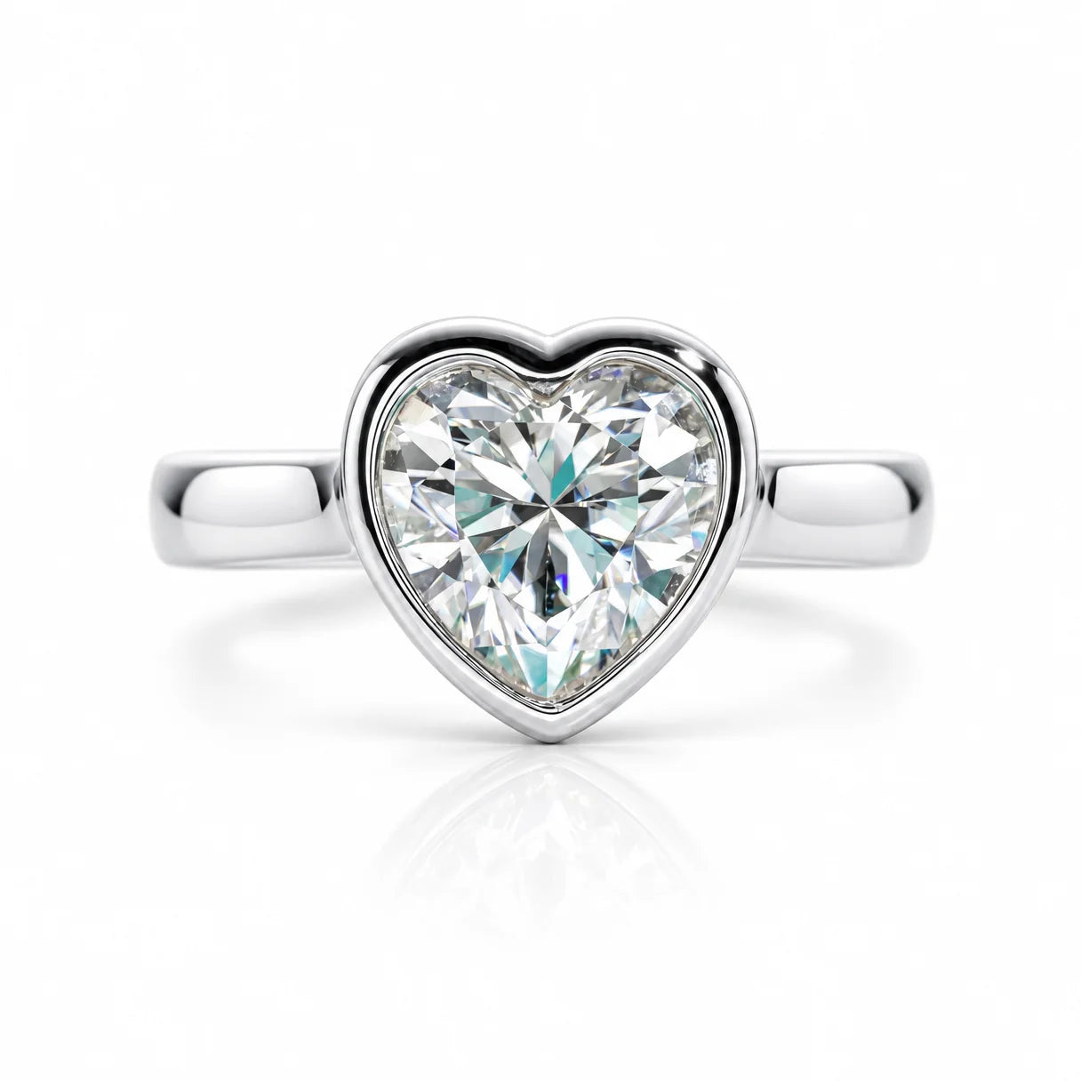 3 CT Heart Cut Moissanite Engagement Bezel Ring