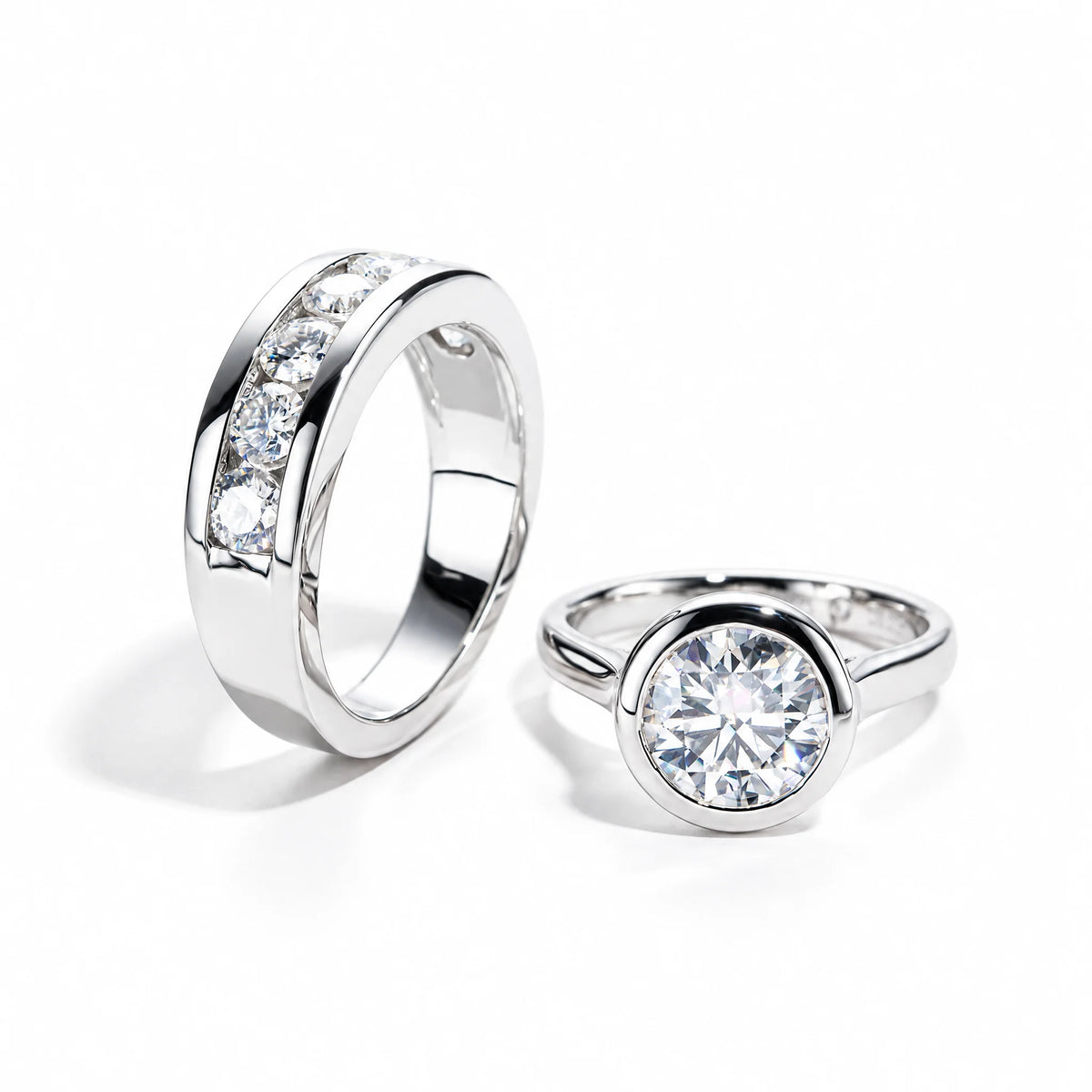 VVS1 D Color Moissanite Couple Rings