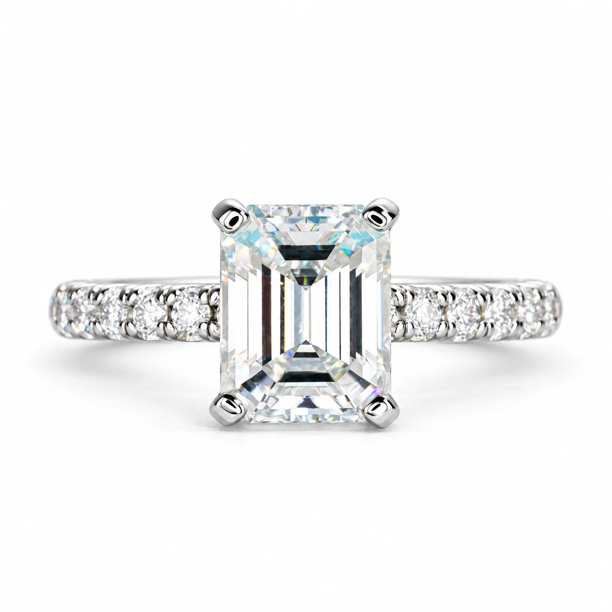 3 CT Emerald Cut D Color Moissanite Engagement Ring