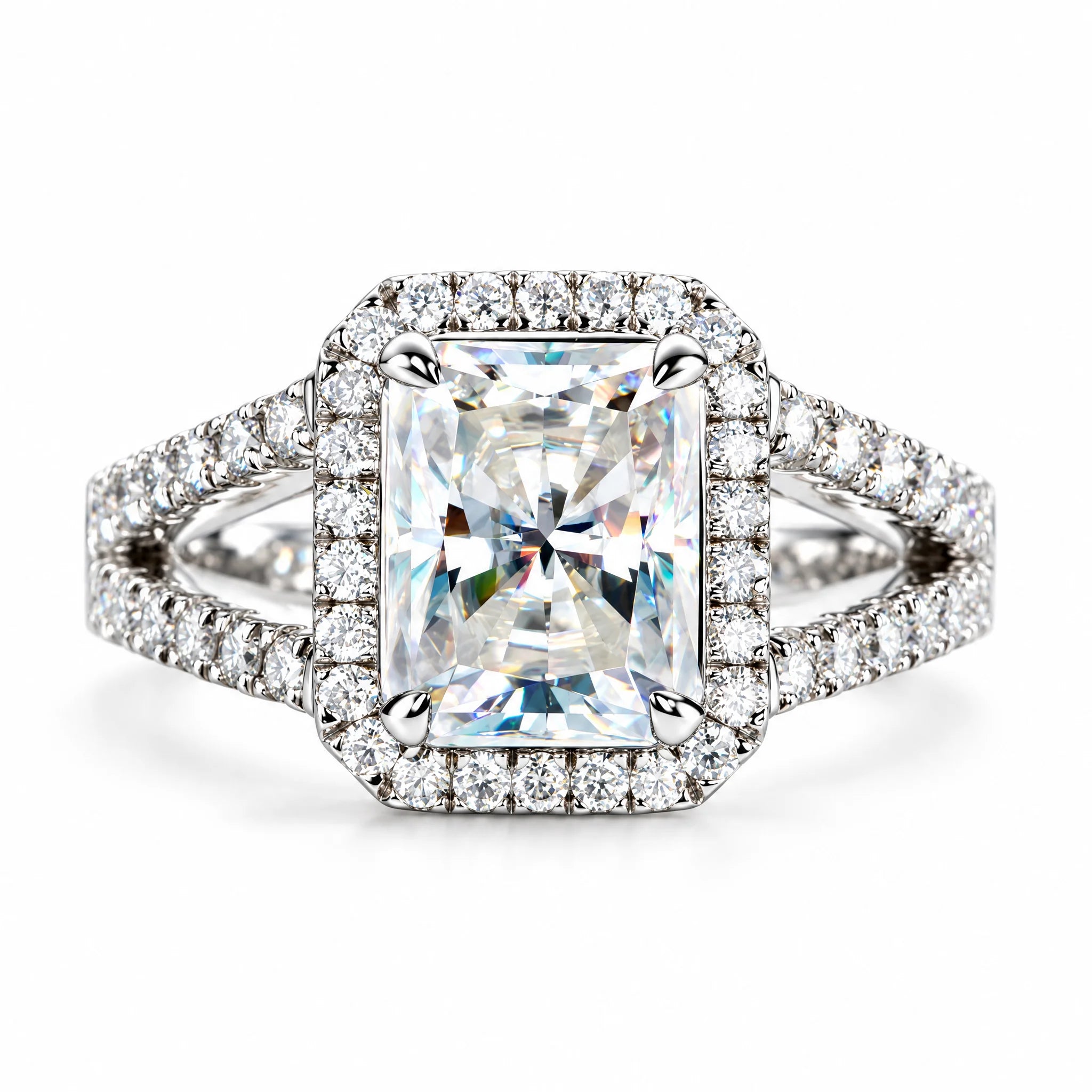 3 CT VVS1 Radiant Cut Moissanite Engagement Ring