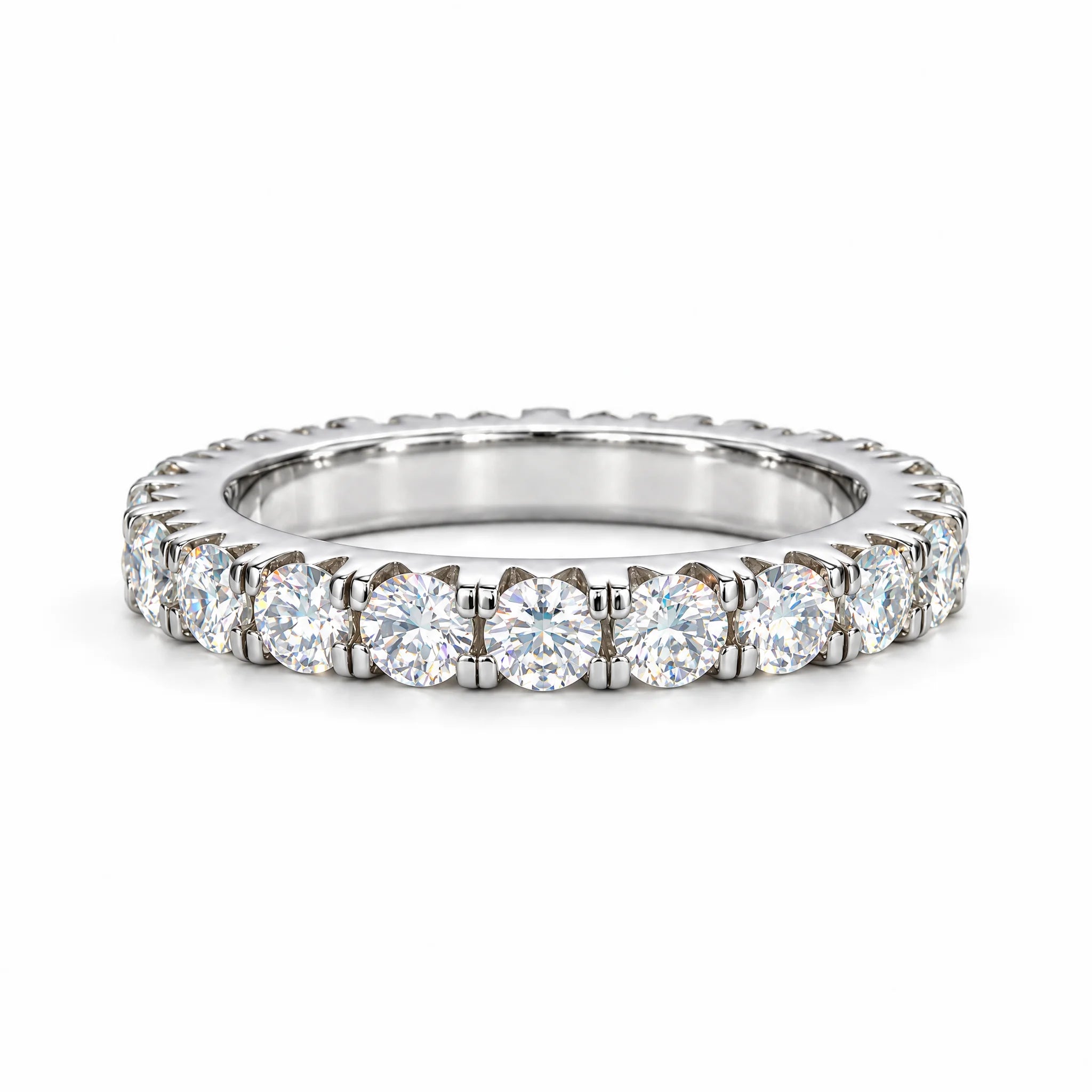 3 MM Round Cut Full Eternity Moissanite Band