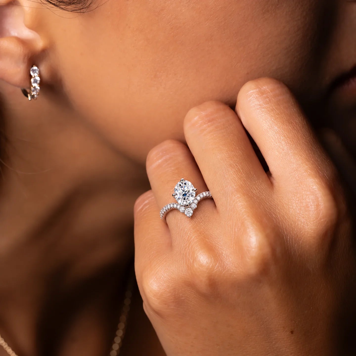 3 CT Oval Cut Moissanite Engagement Ring