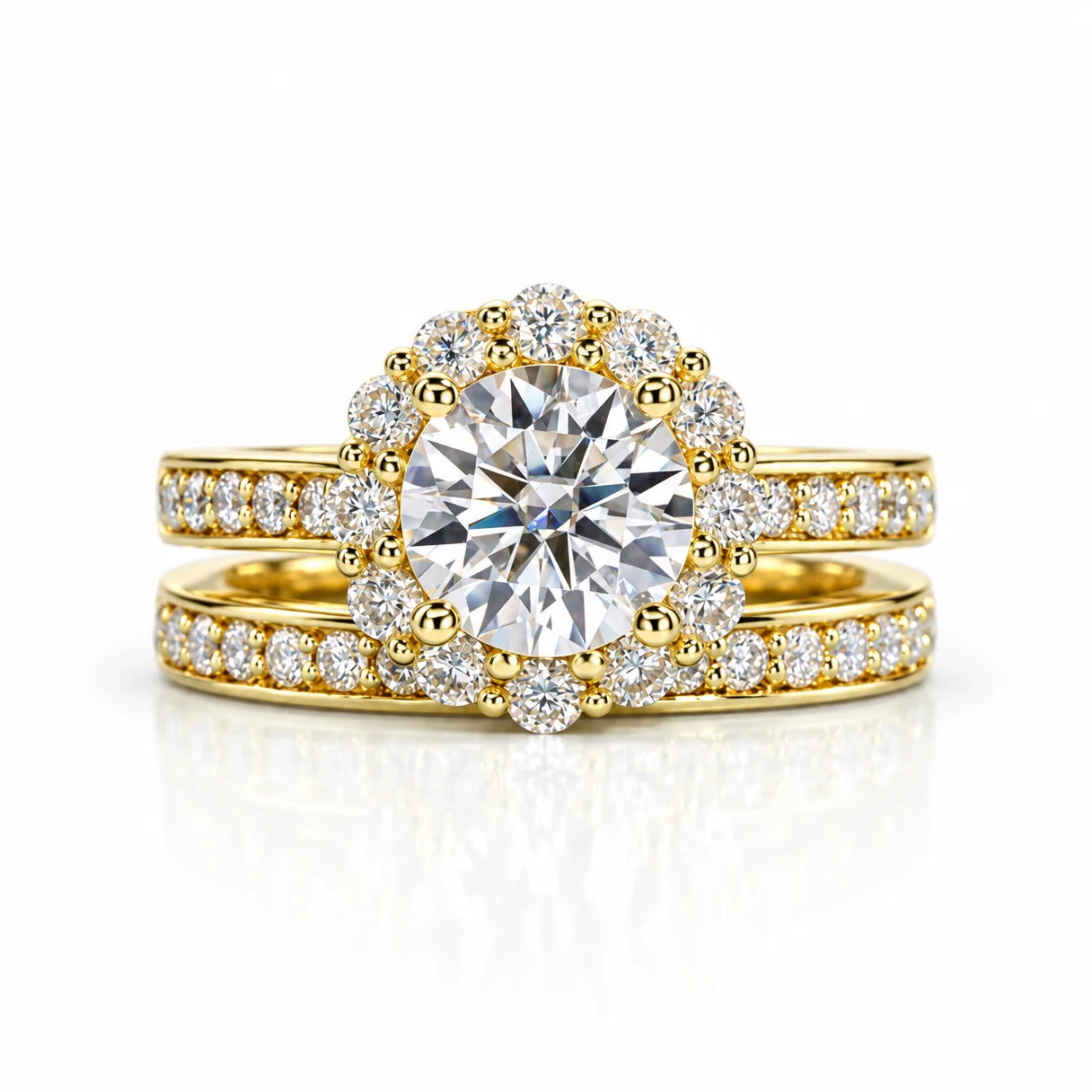 2 CT Round Cut Moissanite Engagement Bridal Ring Set