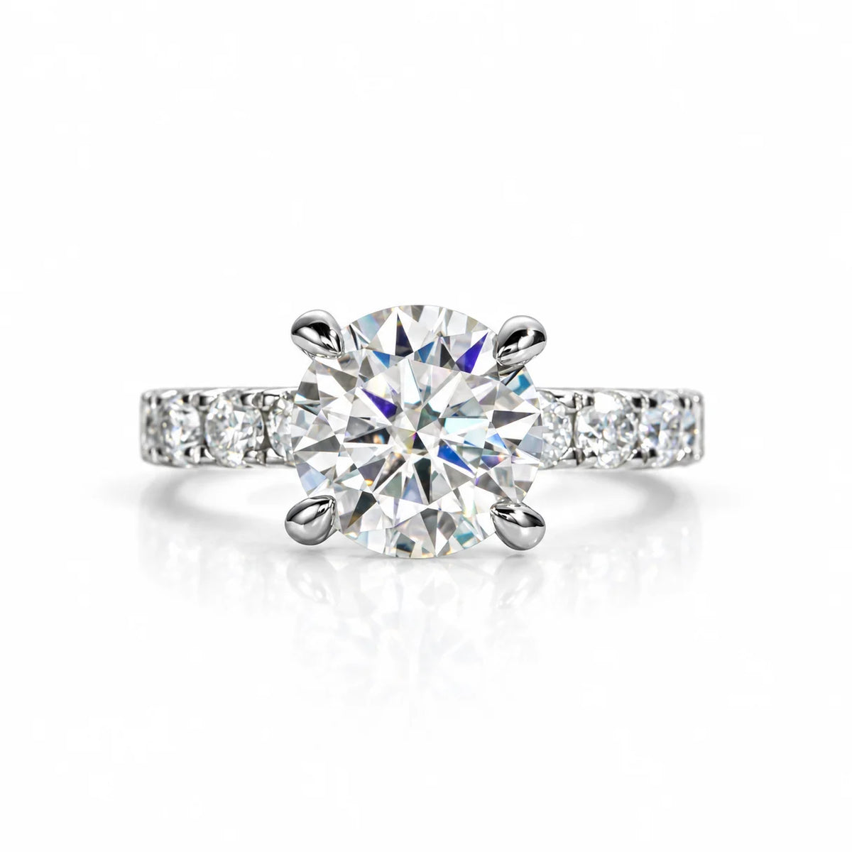 3.5 CT Round Cut Moissanite Engagement Ring Set