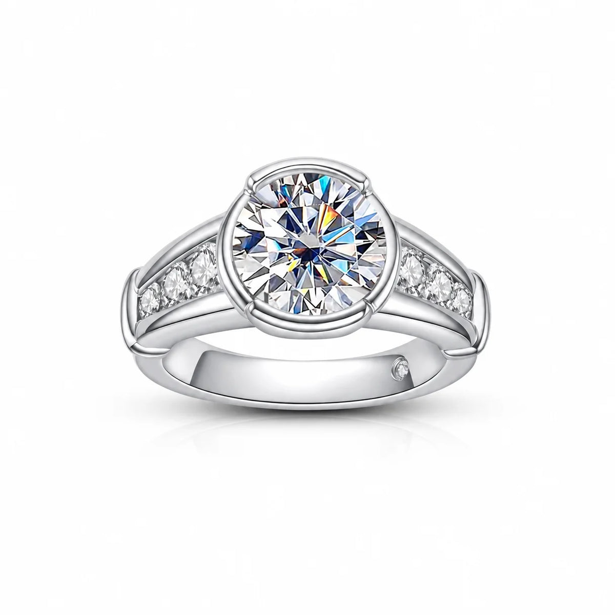 3 CT Halo Round Cut Moissanite Engagement Ring
