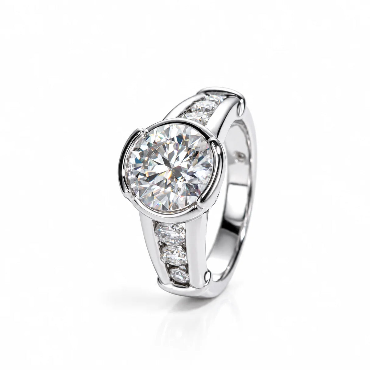 3 CT Halo Round Cut Moissanite Engagement Ring