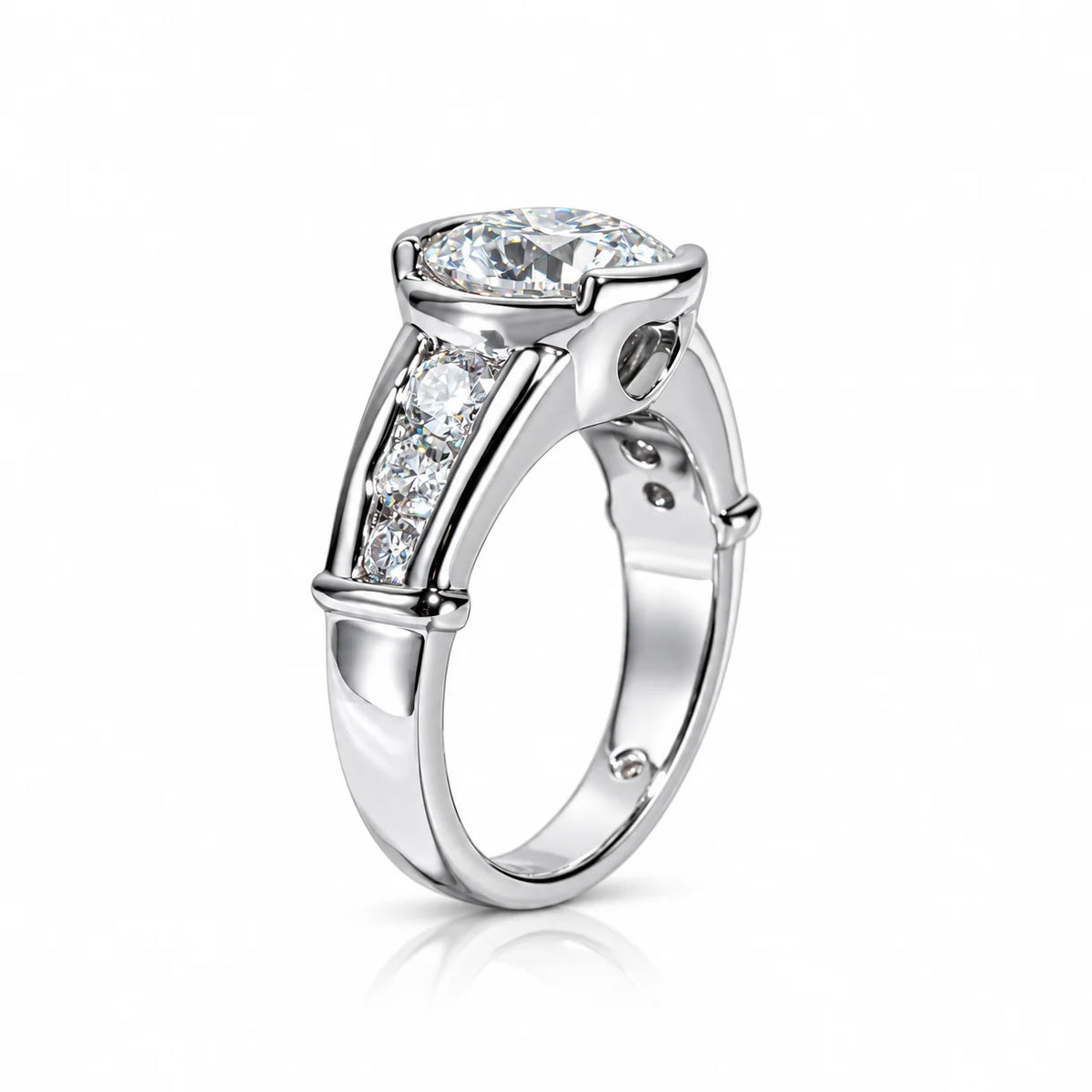 3 CT Halo Round Cut Moissanite Engagement Ring