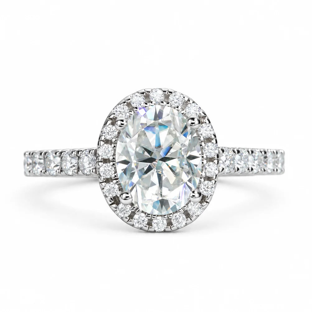 2 CT Oval Cut Moissanite Bridal Ring Set