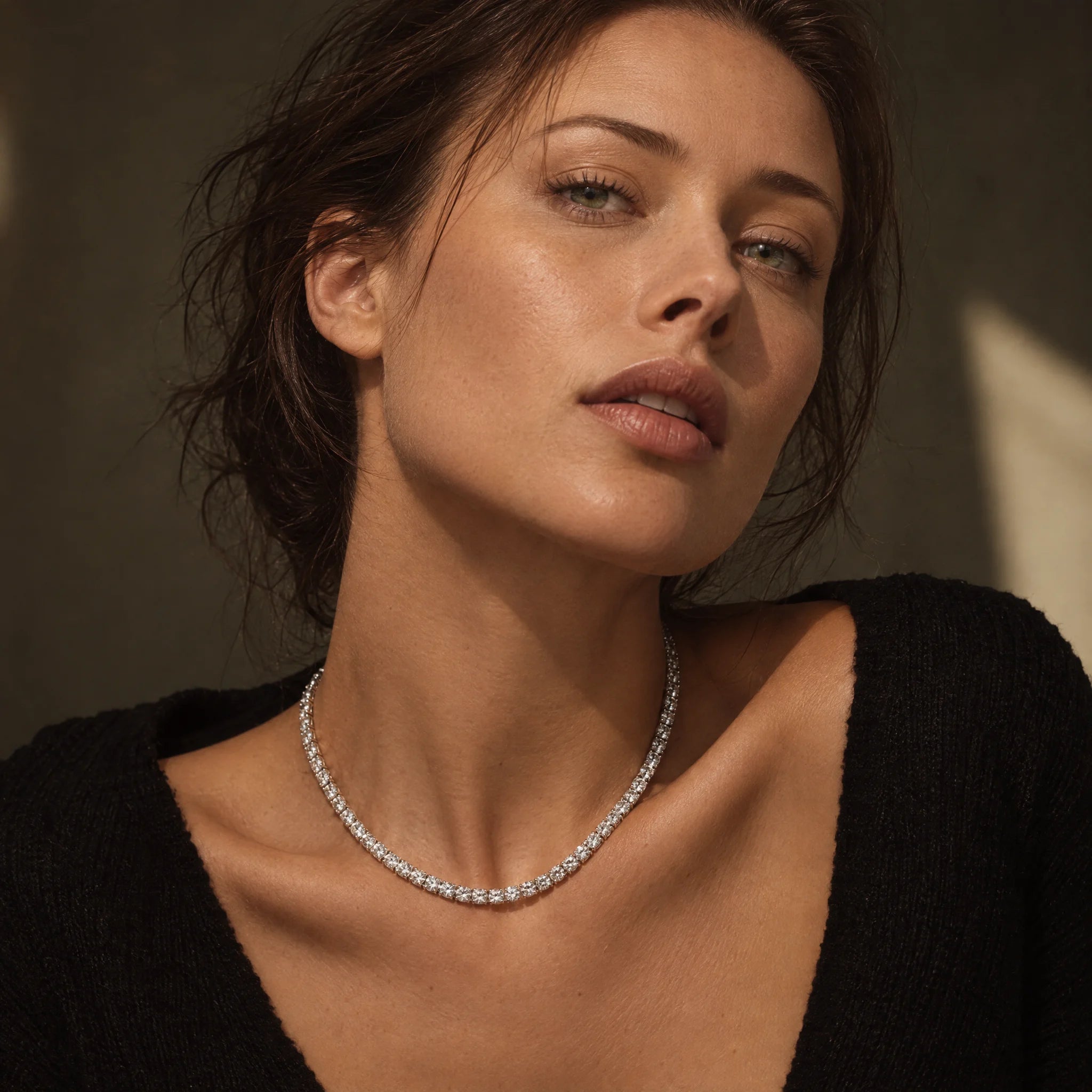 4 MM D Color Moissanite Tennis Necklace