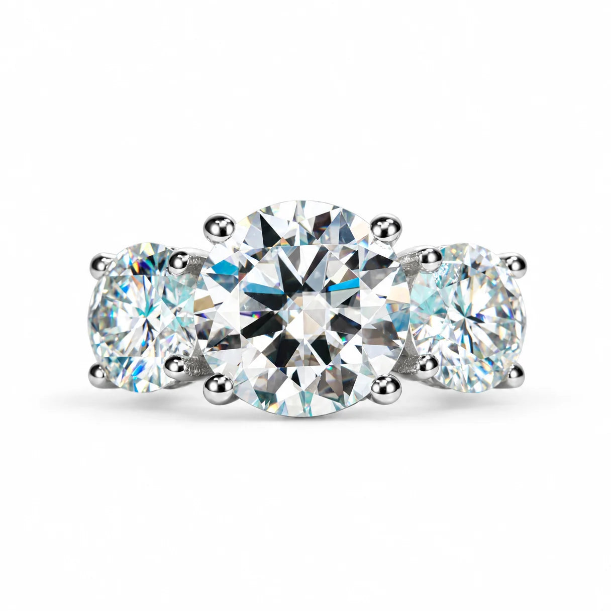 11 CTTW Round Cut Moissanite Engagement Ring