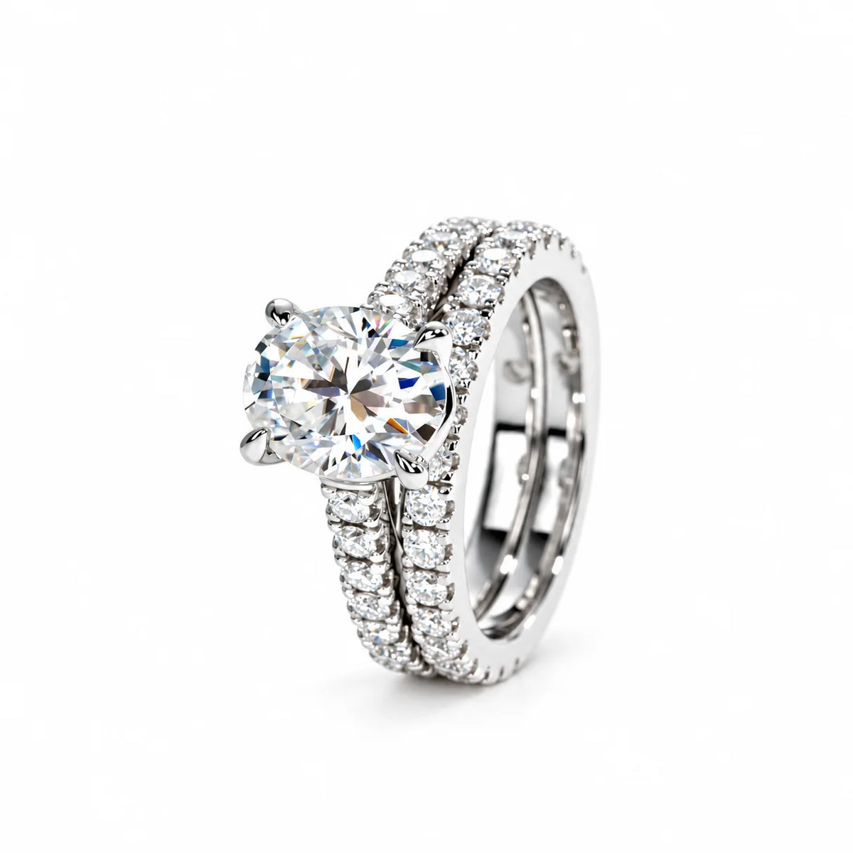 3 CT Oval Cut Moissanite Bridal Ring Set
