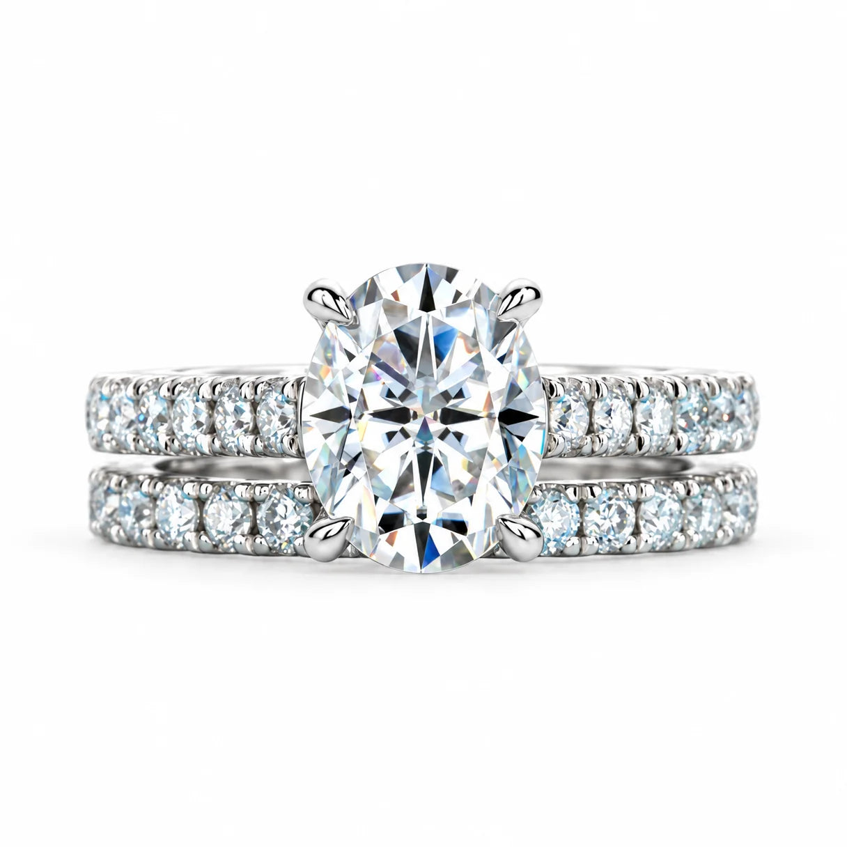 3 CT Oval Cut Moissanite Bridal Ring Set