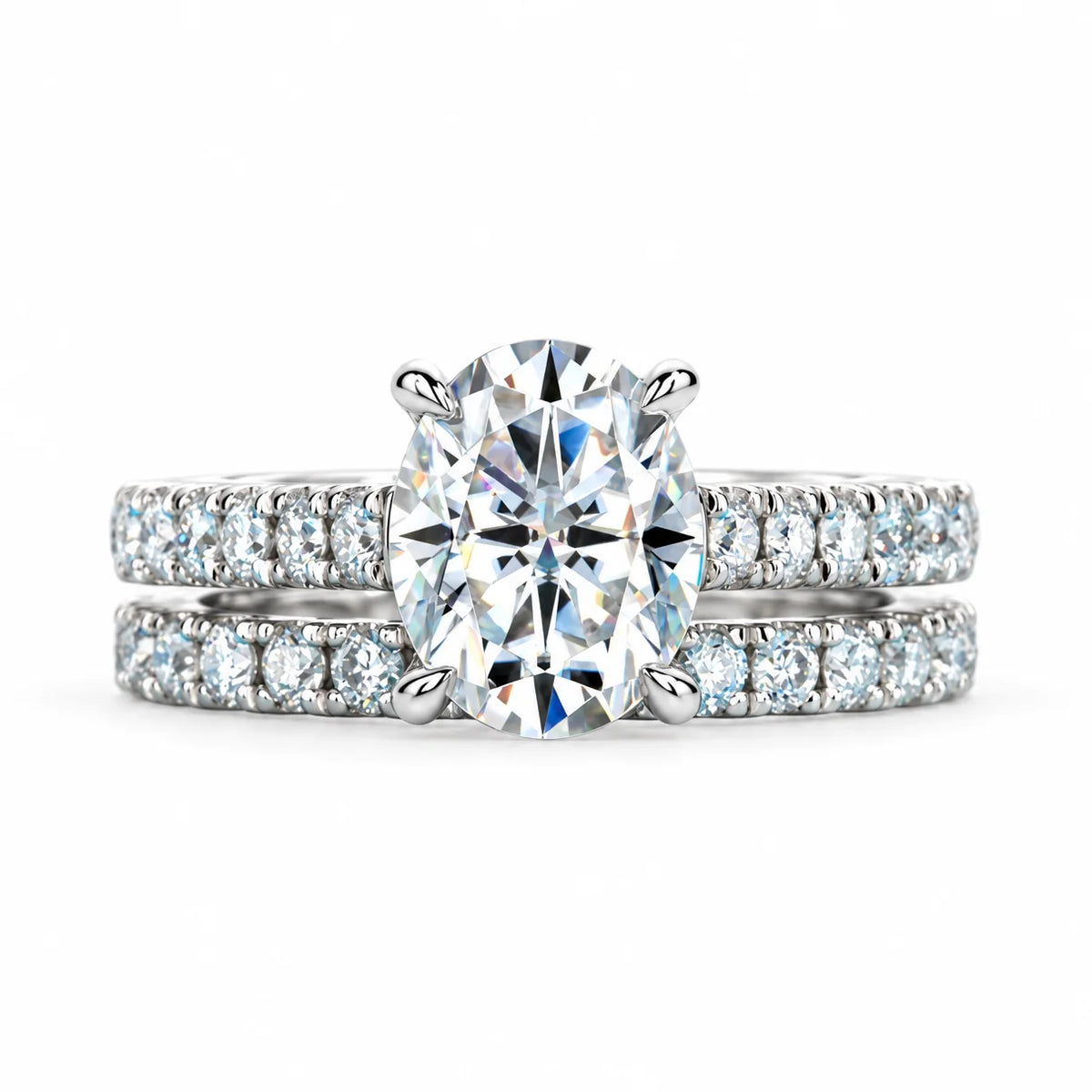 3 CT Oval Cut Moissanite Bridal Ring Set
