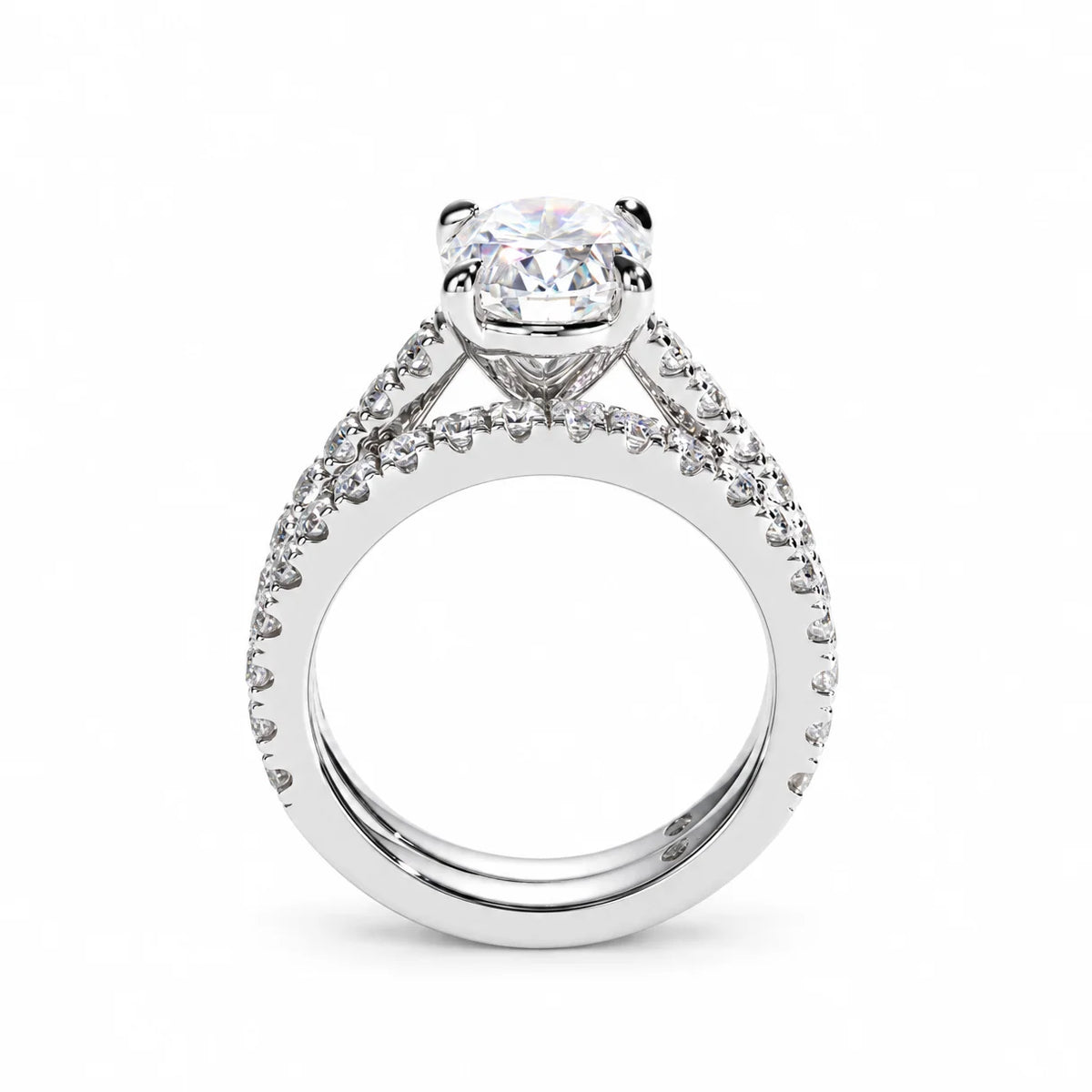 3 CT Oval Cut Moissanite Bridal Ring Set