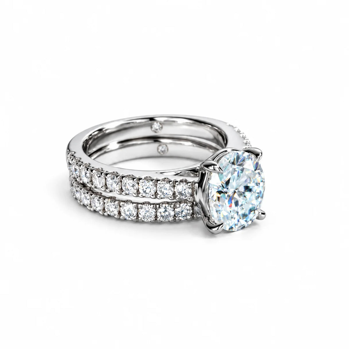 3 CT Oval Cut Moissanite Bridal Ring Set