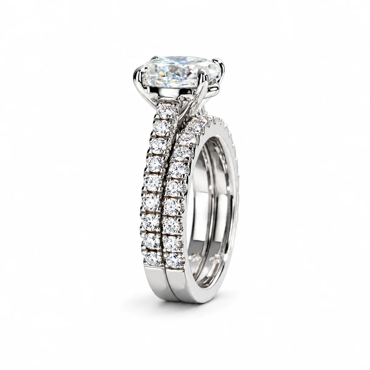 3 CT Oval Cut Moissanite Bridal Ring Set