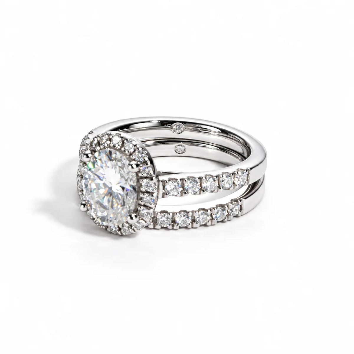 2 CT Oval Cut Moissanite Bridal Ring Set