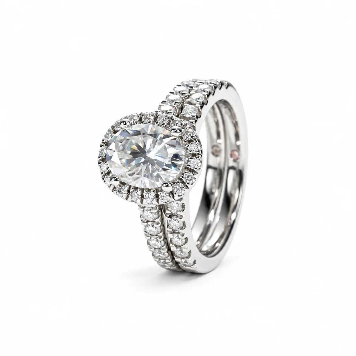 2 CT Oval Cut Moissanite Bridal Ring Set