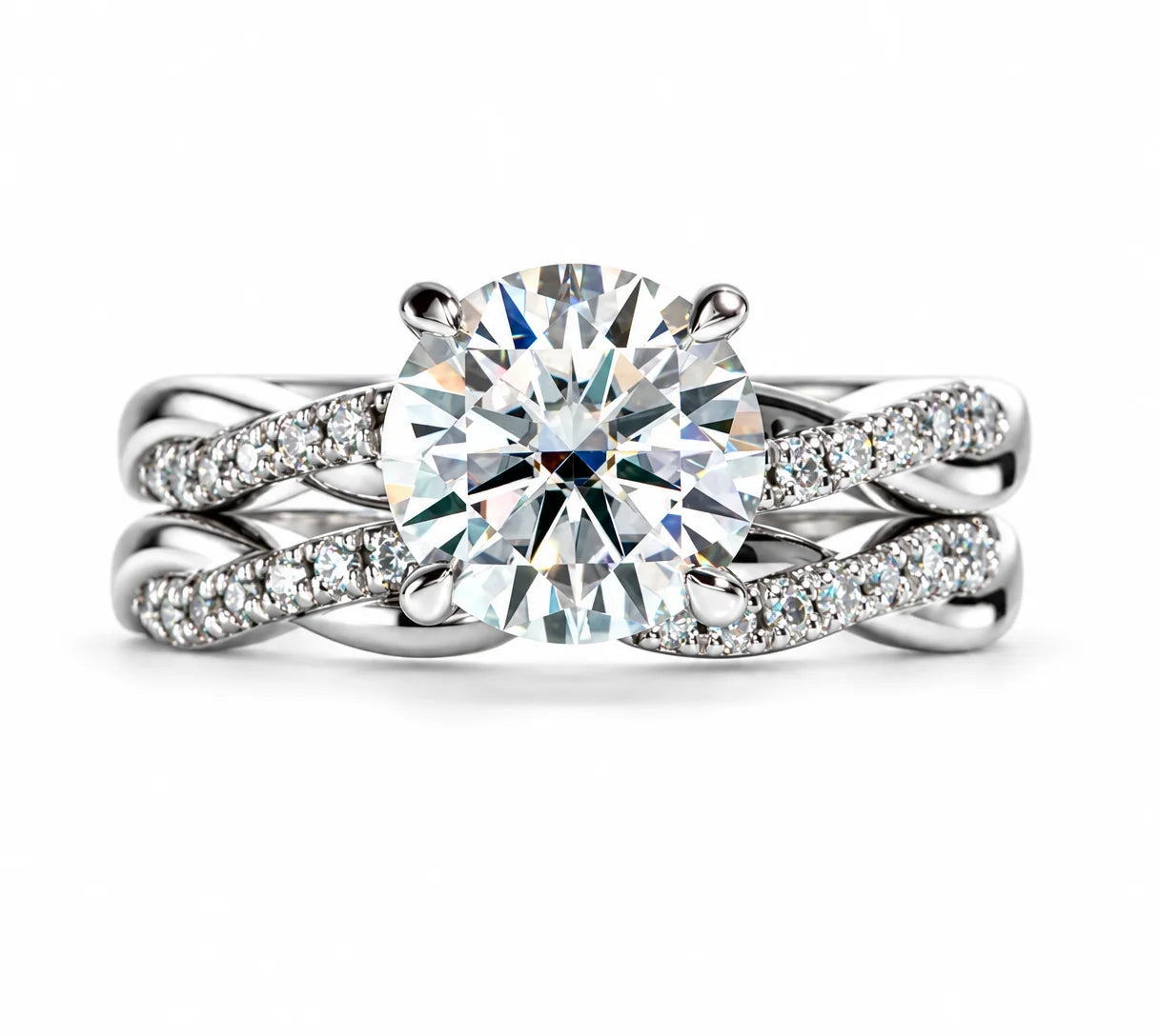 3 CT Round Cut Moissanite Engagment Bridal Ring Set