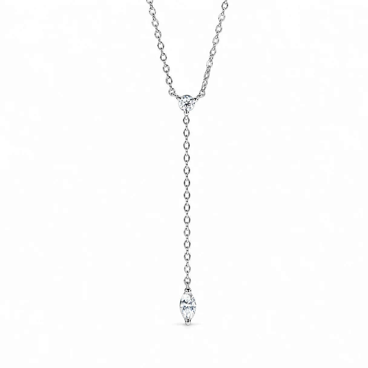 0.3 CT Marquise & 0.1 CT Round Cut Moissanite Pendant Necklace