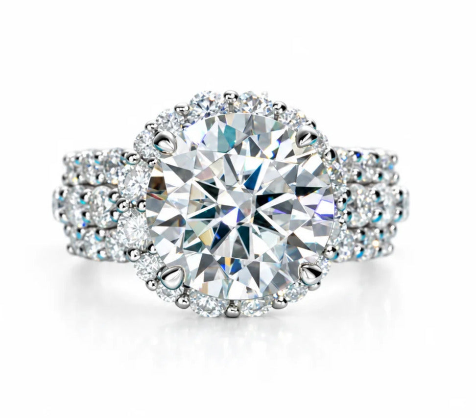 4.92 CTTW Moissanite Halo Engagement Ring