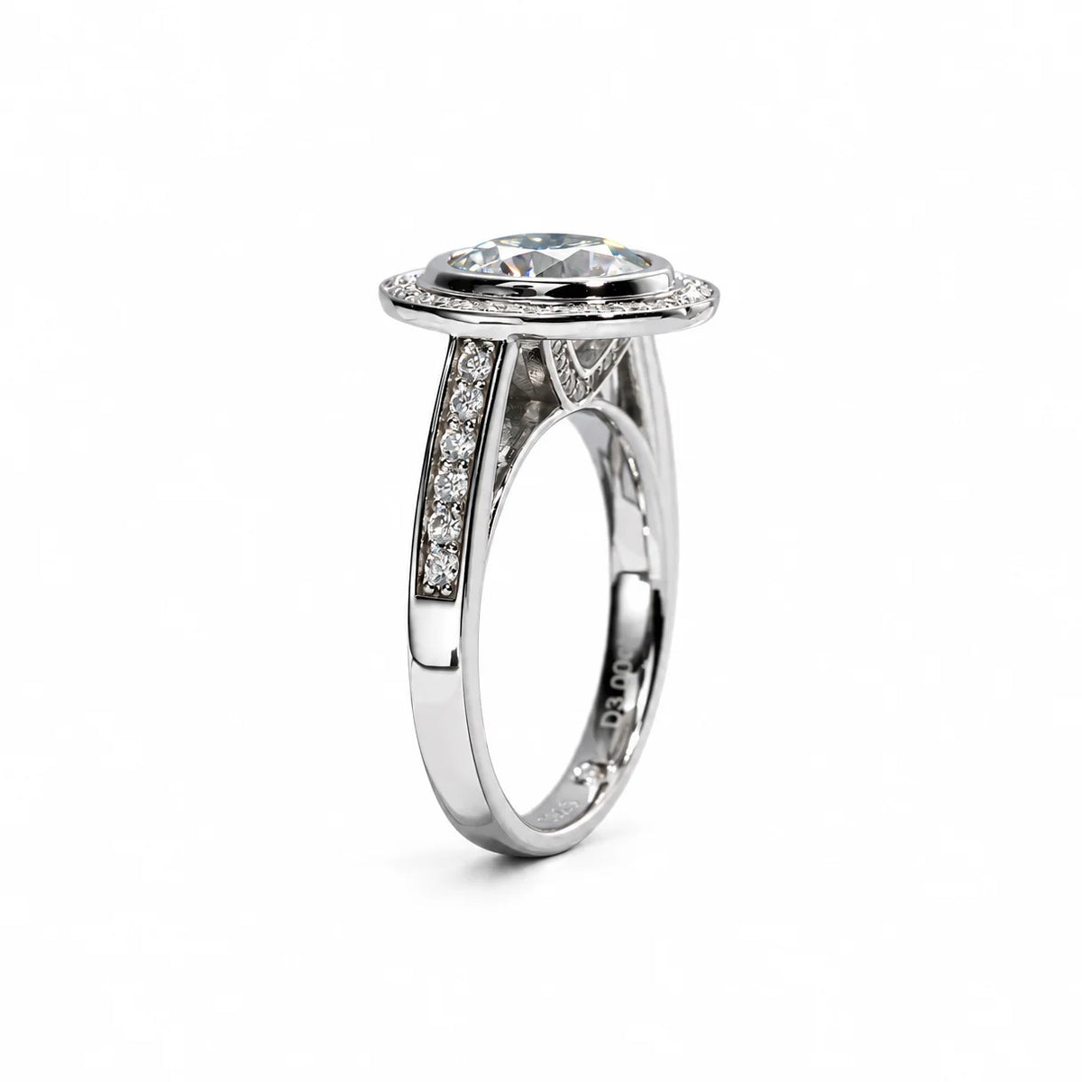 3 CT Round Cut Moissanite Round Halo Engagement Ring