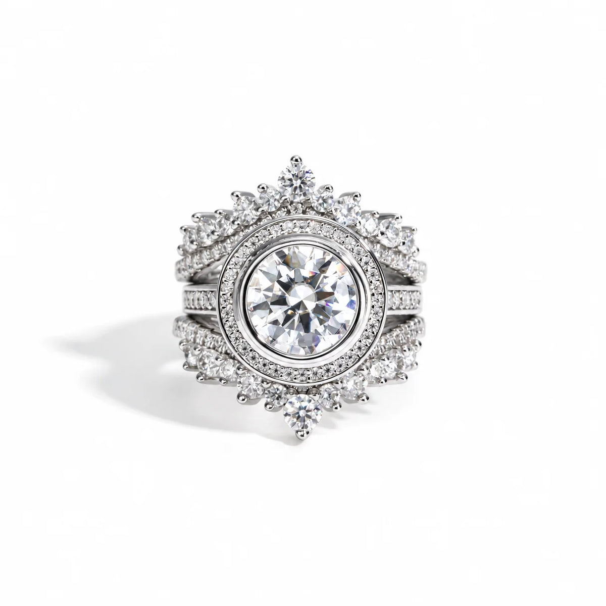 3 CT Round Cut Moissanite Round Halo Engagement Ring