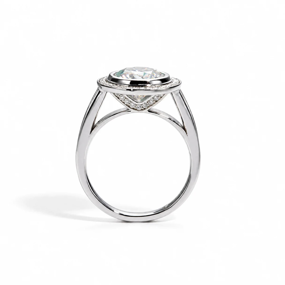 3 CT Round Cut Moissanite Round Halo Engagement Ring