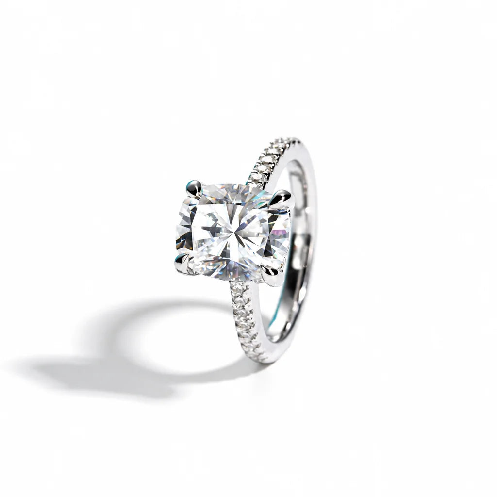 5CT Cushion Cut D Color Moissanite Engagement Ring