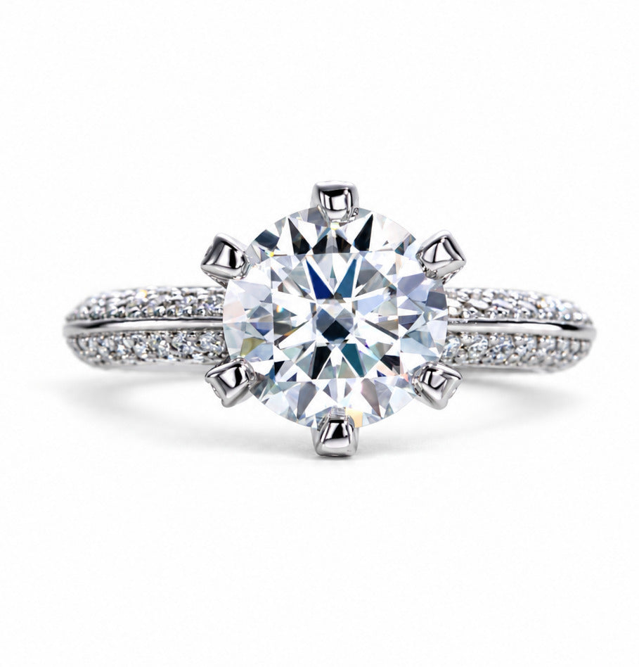 3 CT Round Cut Moissanite Engagement Ring